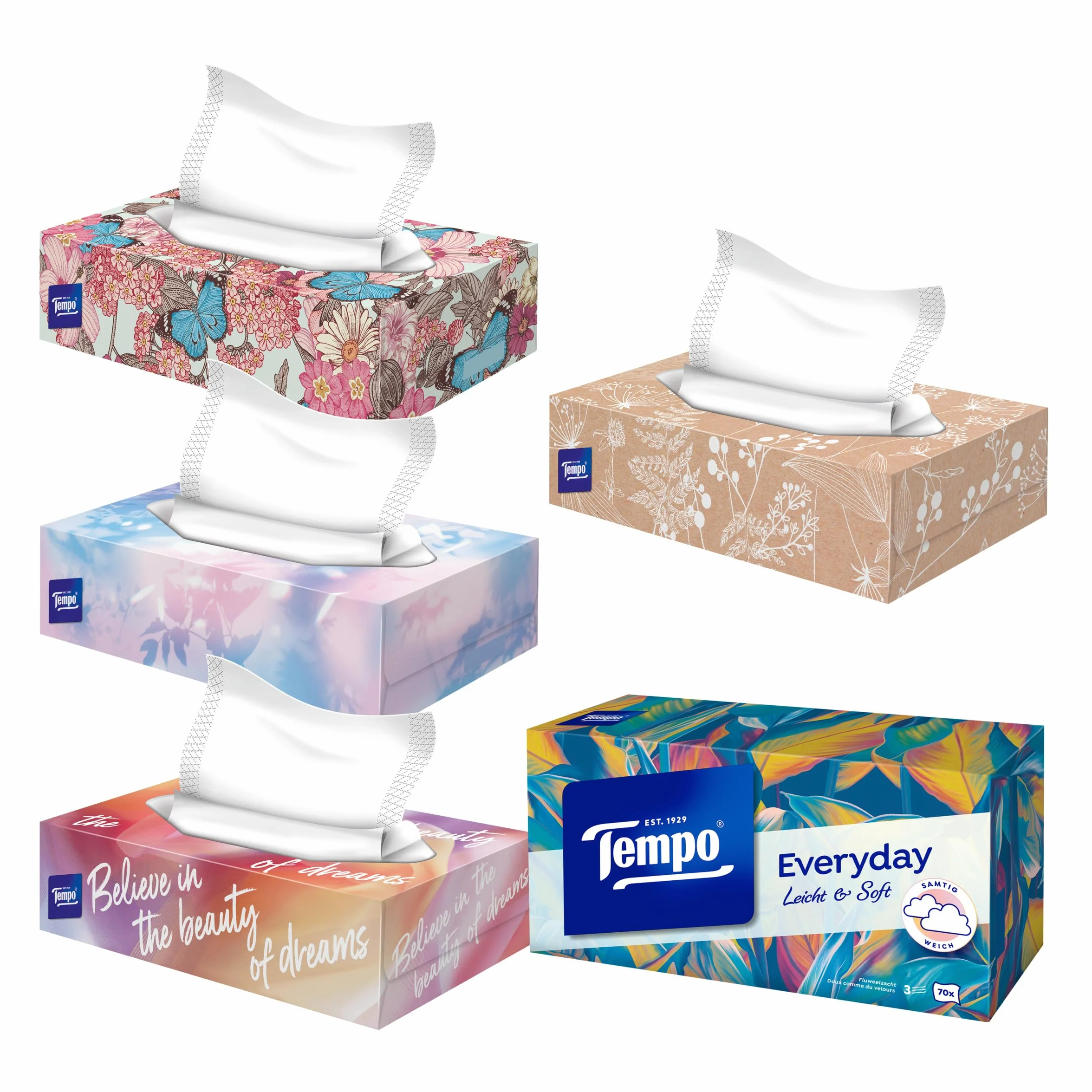 Tempo 837046 Chusteczki, Biały, 70 szt.