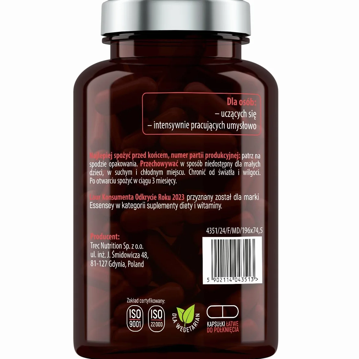ESSENSEY - Ekstrakt z Guarany 228g I Kofeina 200 mg I 90 Kapsułek I Dla wegetarian I 90 dziennych porcji I Łatwe do połknięcia