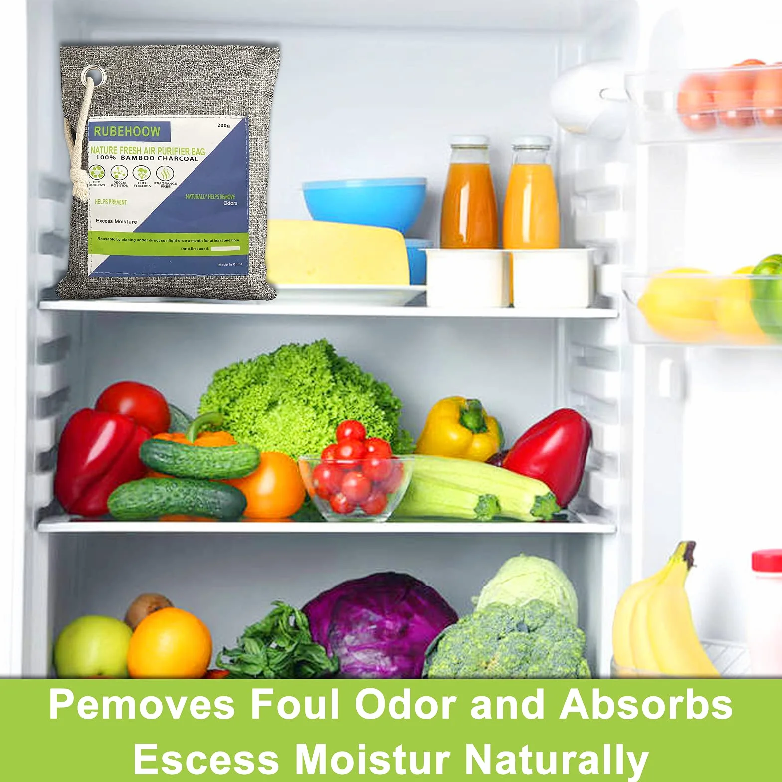 Nature Fresh Worki oczyszczające powietrze, torba oczyszczająca powietrze z węglem bambusowym, 4-pak eliminatorów zapachów do domu, filtr z węglem aktywnym do samochodów, szafek, łazienek i obszarów