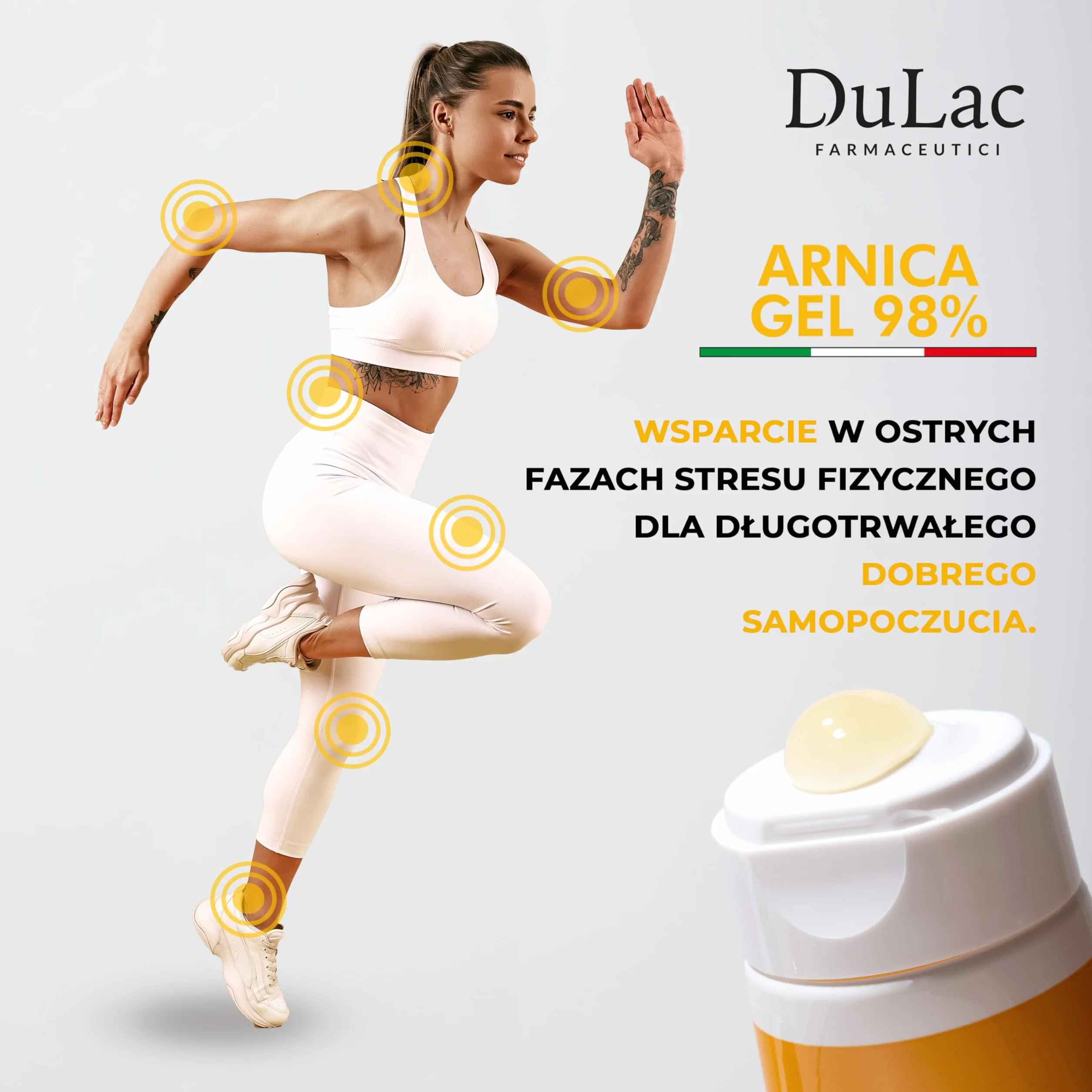 DuLàc, Żel z Arniką 98% z Olejkiem Buriti, Tymiankiem i Mentolem, Odpowiedni do Masażu Skóry Mięśni i Stawów, Testowany Dermatologicznie, Testowany na Nikiel, Wyprodukowany we Włoszech, 50 ml