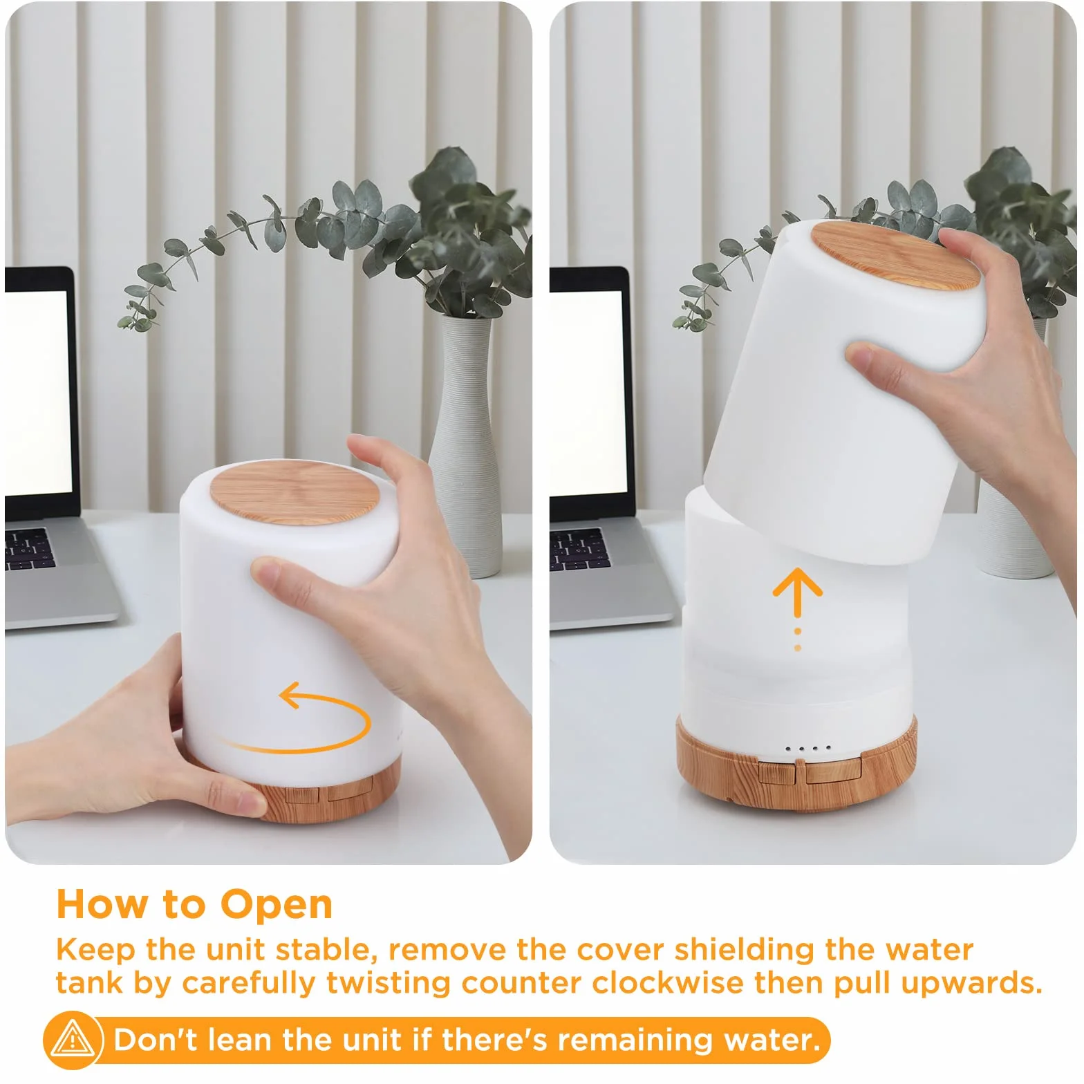 WD&CD Ultradźwiękowy dyfuzor zapachowy, 300 ml, nawilżacz powietrza, aromaterapia, dyfuzor olejków zapachowych z 7 kolorami LED, do domu, biura lub jogi – lekki rysunek słojów drewna