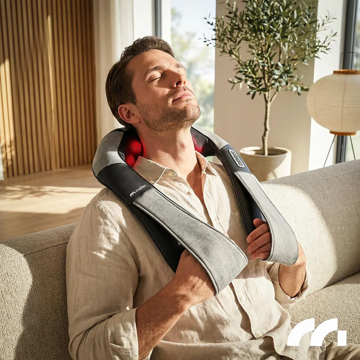 MalTec Masażer karku, pleców, karku, pas do masażu z funkcją rozgrzewania MAX-Comfy 2000, ergonomiczne wzornictwo