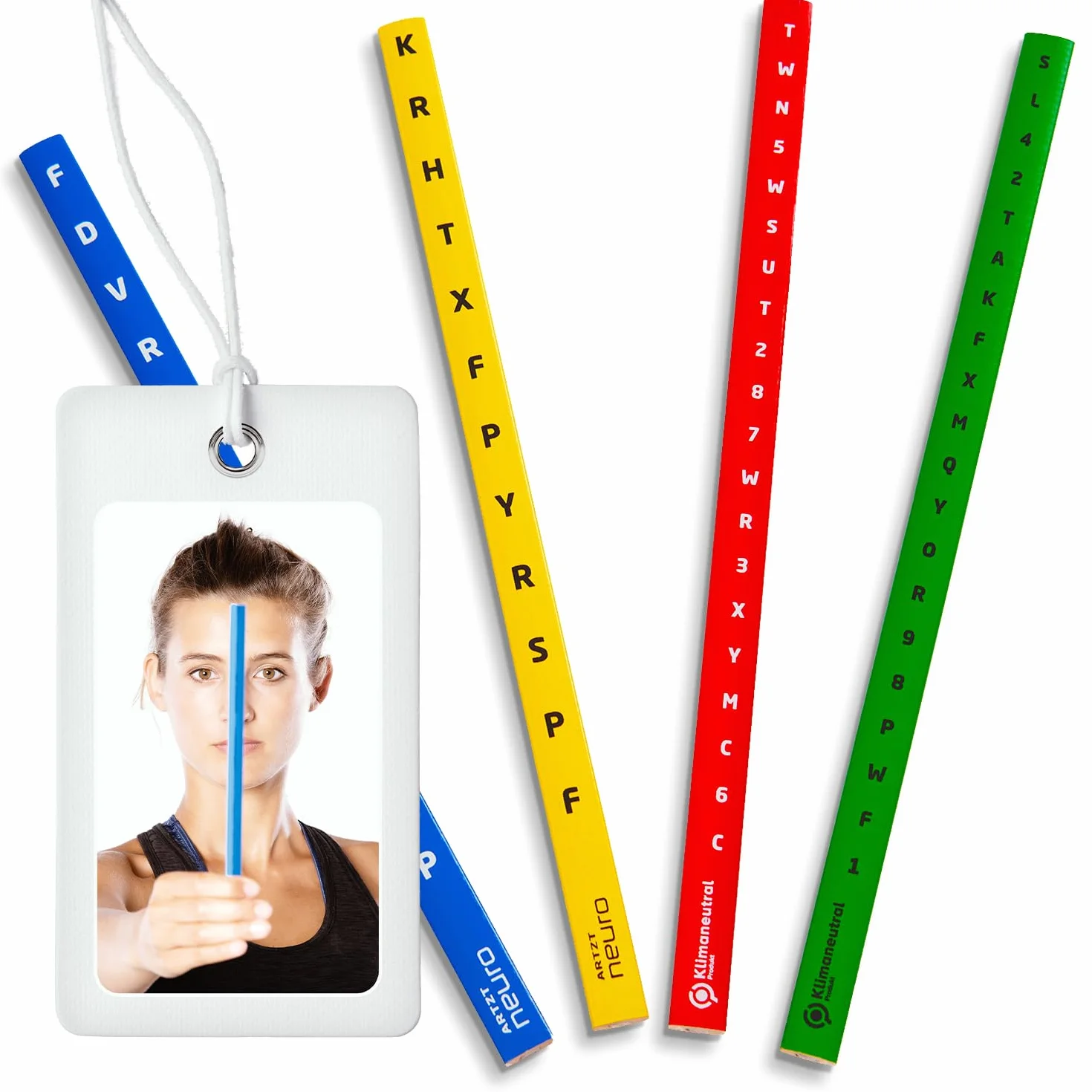Vision Stick zestaw 4 akcesoriów do treningu oczu, żółty, czerwony, zielony, niebieski, 24 x 1,2 x 0,8 cm