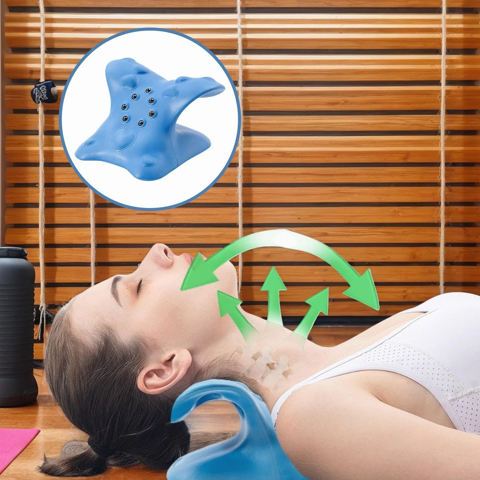 Neck Shoulder Relaxer, Neck Stretcher Pillow, Upper Back Massage, Ergonomic Neck Device, Shoulder Wedge Pillow, Ergonomic Design Convenient and Portable for Muscle Tension Men Women