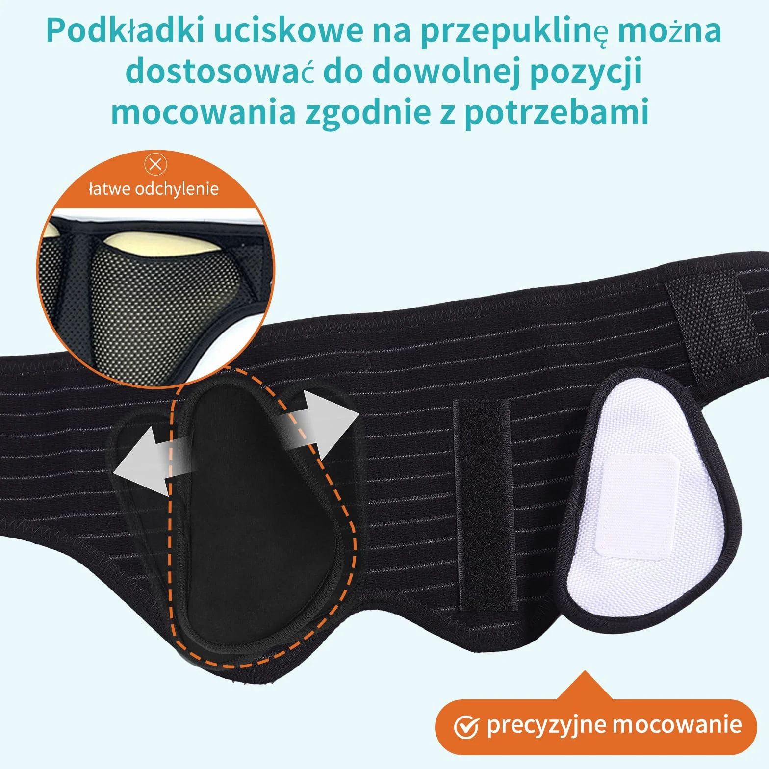 ENLUNTRA Przepuklina pachwinowa dla mężczyzn i kobiet, pas przepuklinowy do podwójnej przepukliny pachwinowej, łagodzenie bólu i regeneracji, regulowany pas biodrowy z 4 zdejmowanymi podkładkami(M)