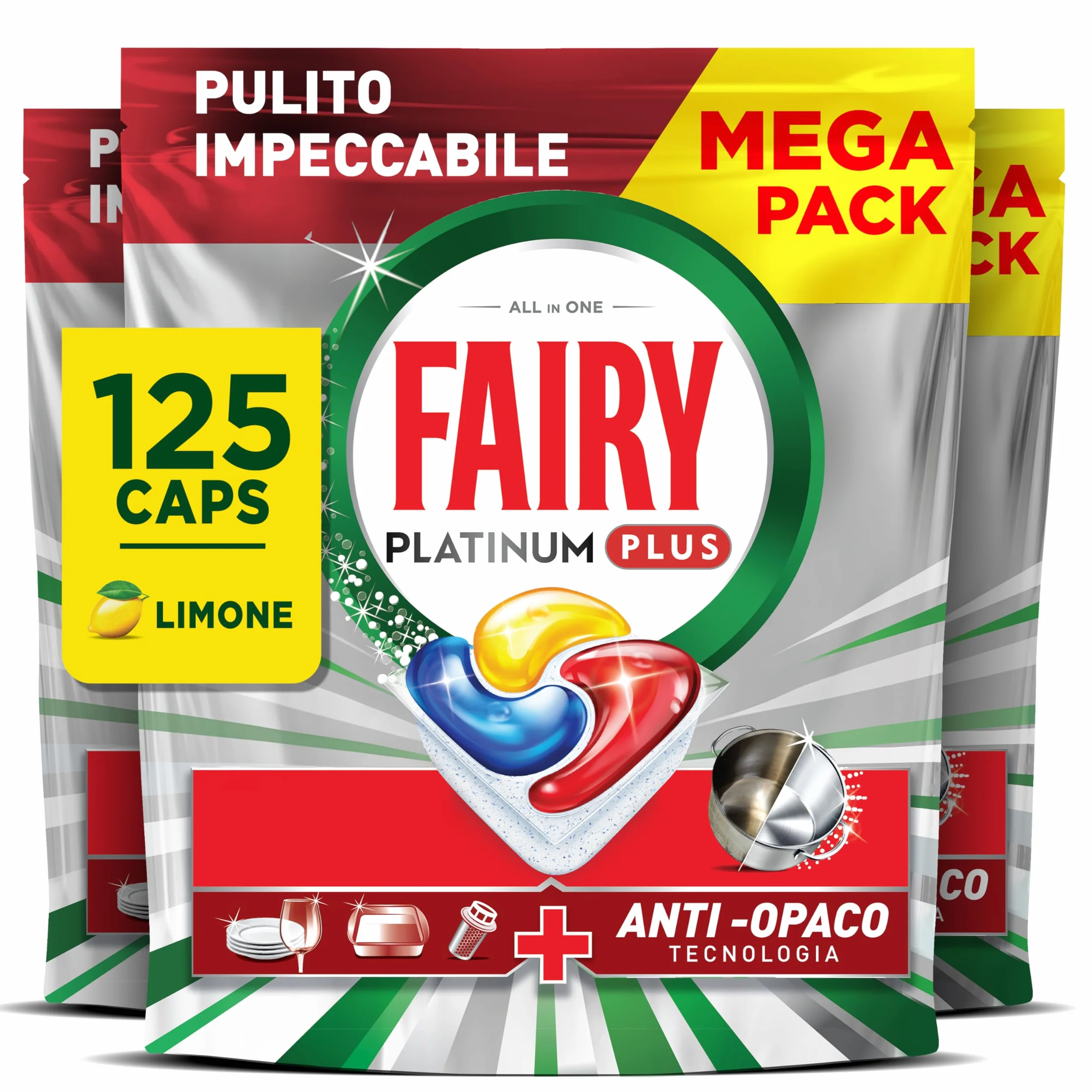 Fairy Platinum Plus Complete All-In-1 tabletki do zmywarki, 125 tabletek, cytryna