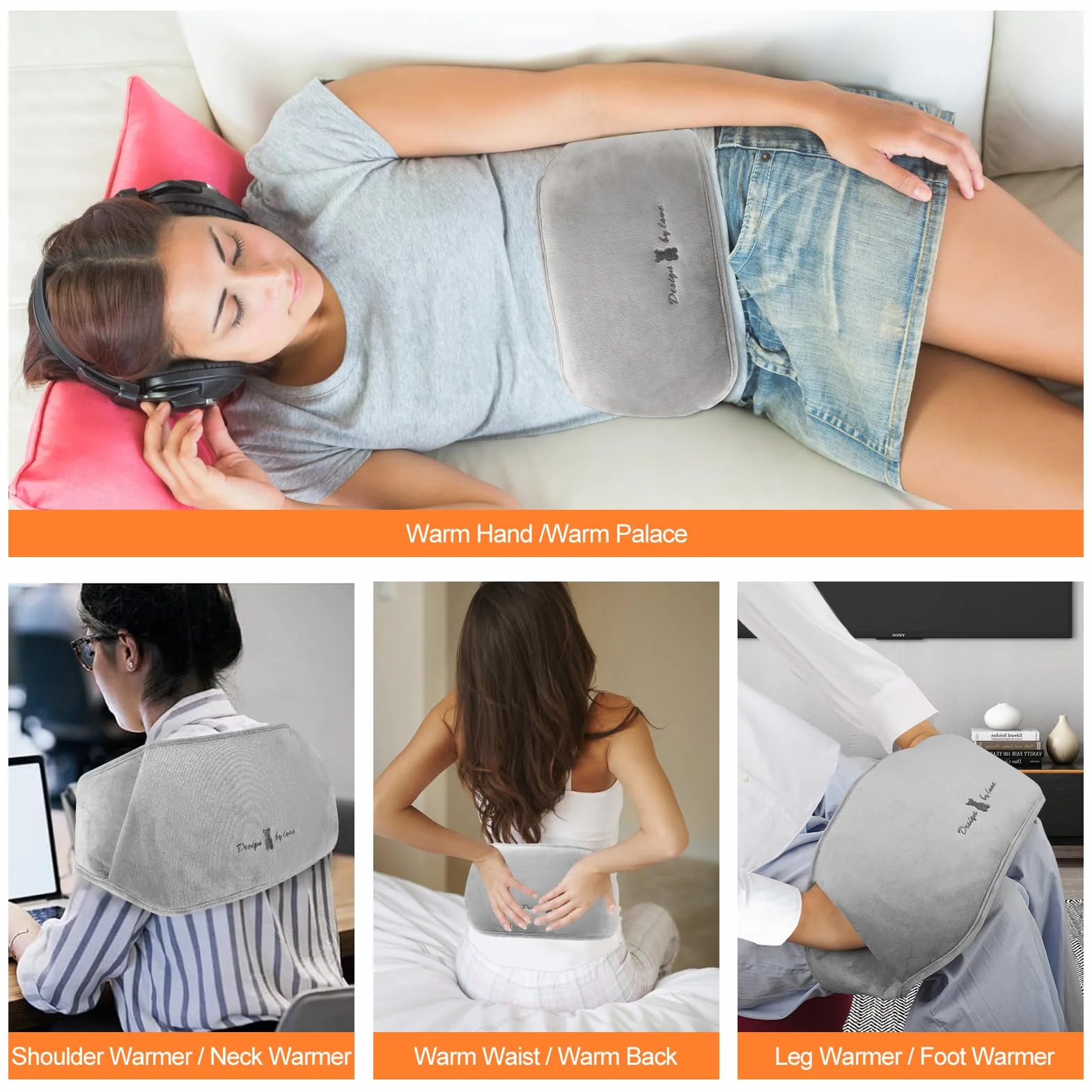 Pasek do termoforu, 1,2 l, termofor z gumy z miękkim obiciem w talii, 3 w 1, pasek do termoforu, na kark, ramiona, plecy, nogi, ogrzewanie talii, butelka Hot Water Bottle do łagodzenia bólu