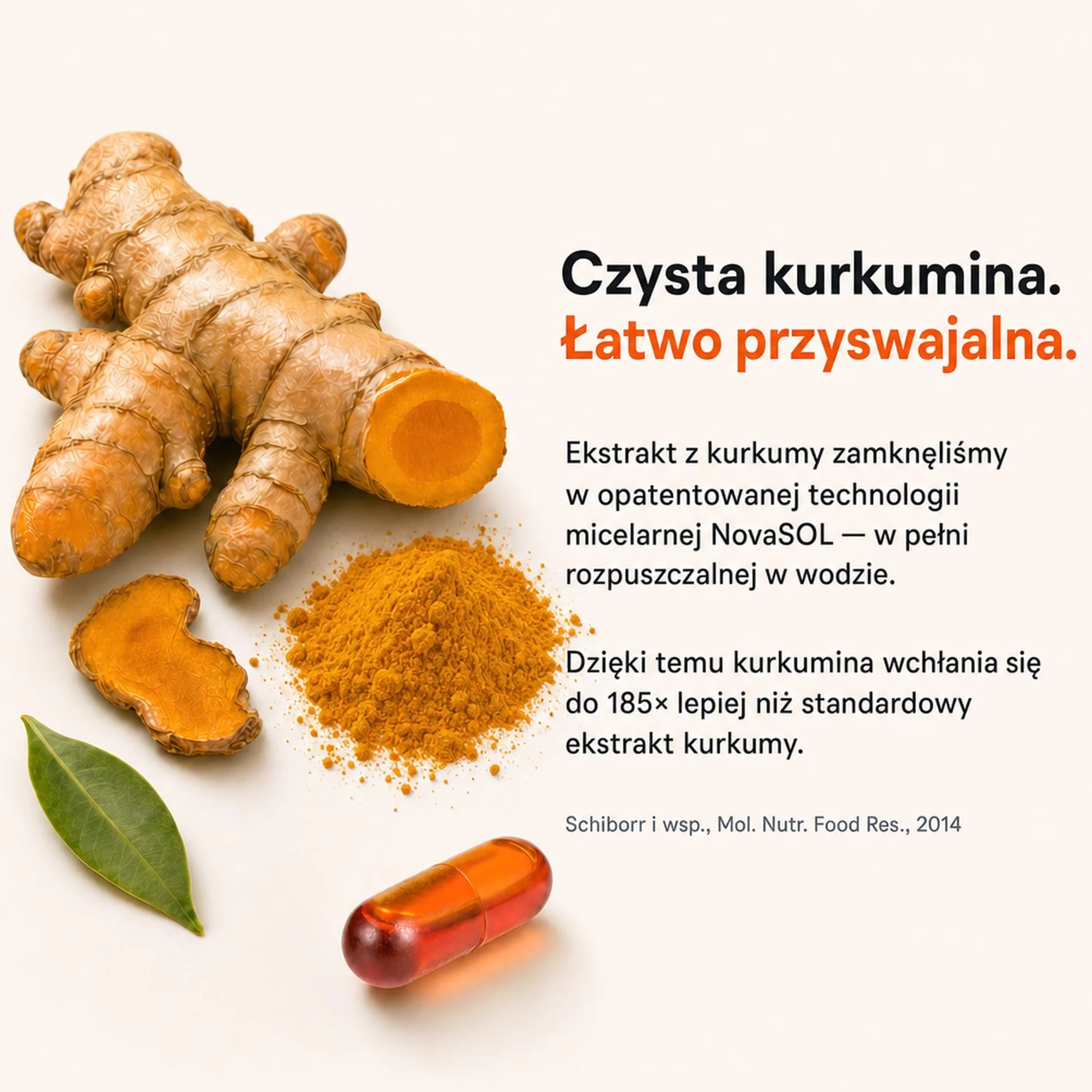 Kurkumina NovaSOL Licur Max 60 kapsułek wysokodawkowane kapsułki płynne wegańskie 1 dziennie