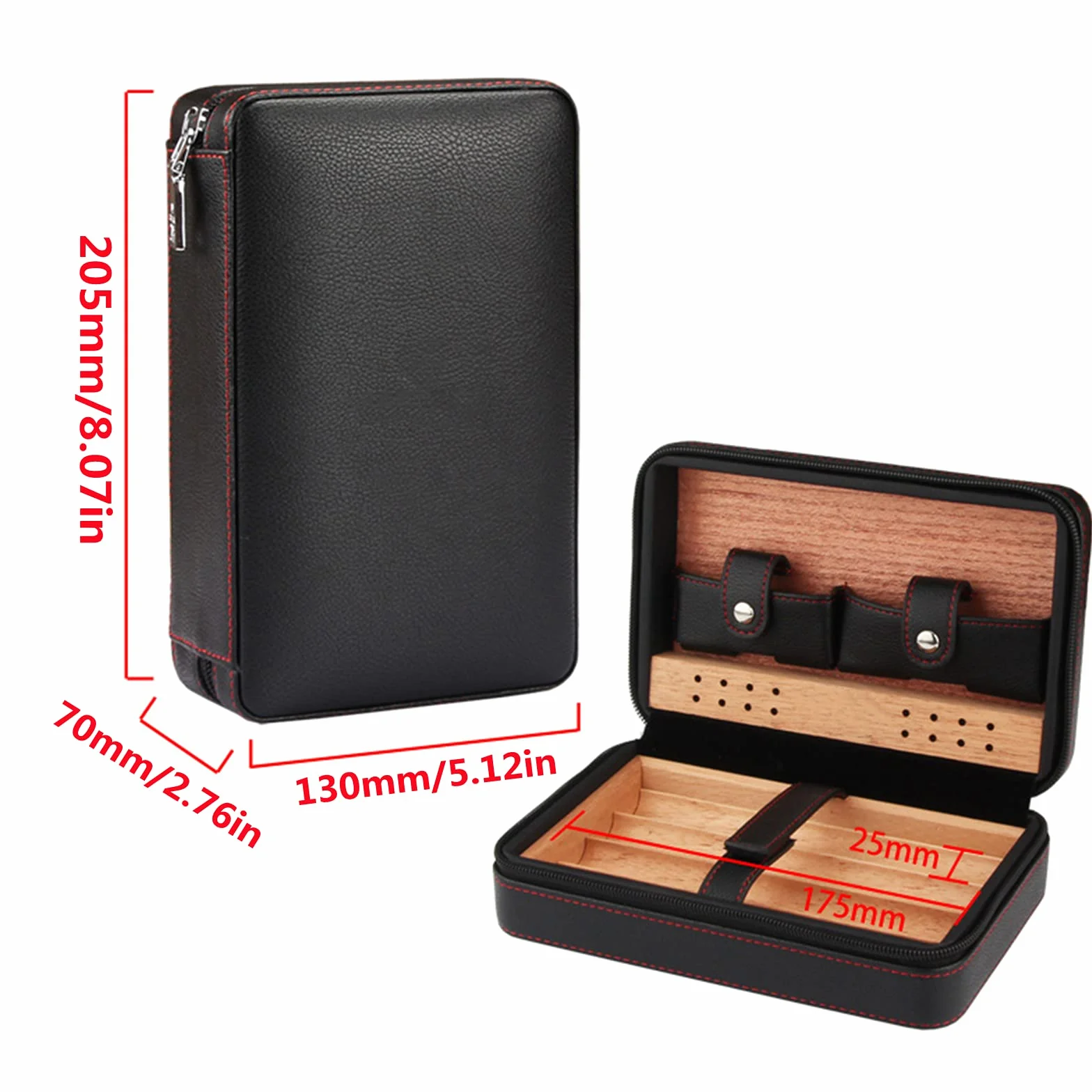 Skórzany humidor cedrowy na 4 cygara, przenośny zestaw do cygar