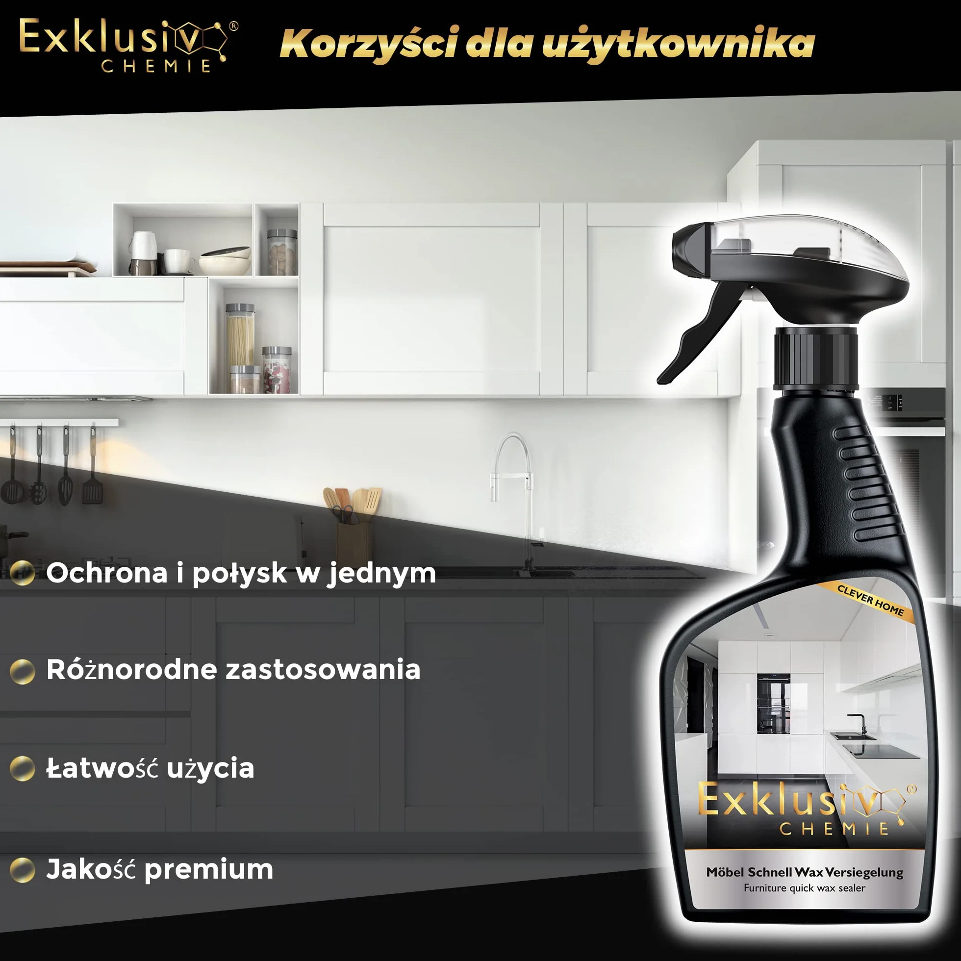 Exklusiv Chemie® Środek do czyszczenia frontów na wysoki połysk 0,5 l