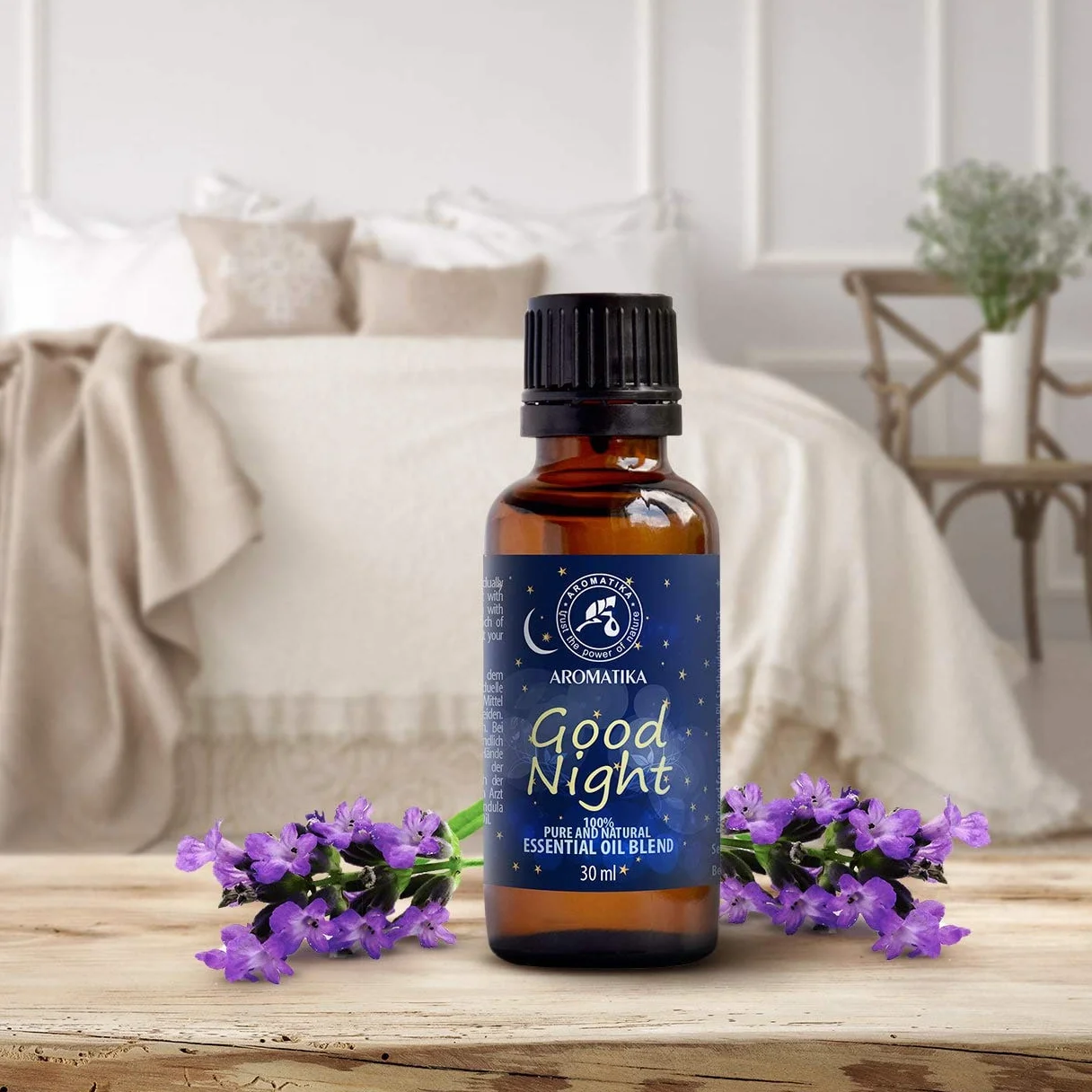 Good Night Sleep Essential Oil 30ml - The Mix of Lavandula Angustifolia - Salvia Sclarea Flower Oils - Glass Bottle - for Calming - Beauty - Aromatherapy - Relaxation - Massage