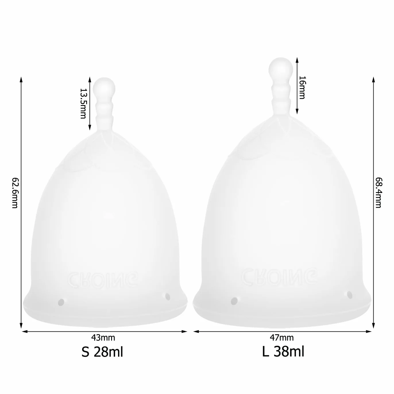 CROING 2 pcs Kubeczki menstruacyjne (Biały)