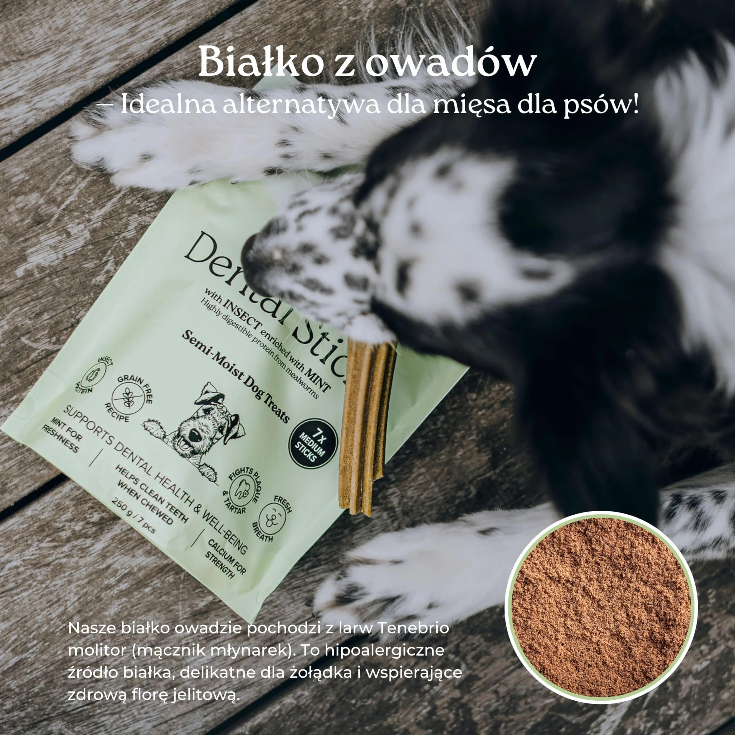 Luxx Dentystyczne Przysmaki dla Psów – Bezzbożowe Gryzaki z Białkiem z Owadów, Miętą & SHMP – 7 Super Premium Smakołyków (250g)
