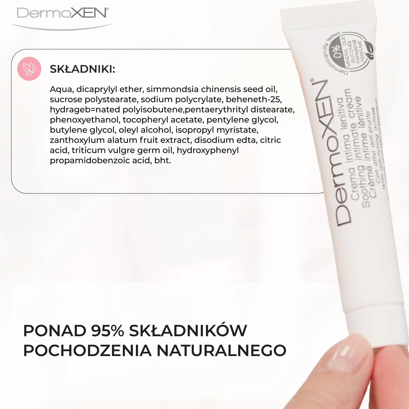 DermoXEN Lenitiva Łagodzący Krem Intymny 20 ml Nawilżający do Wrażliwej Skóry Bez Zapachu i Hormonów