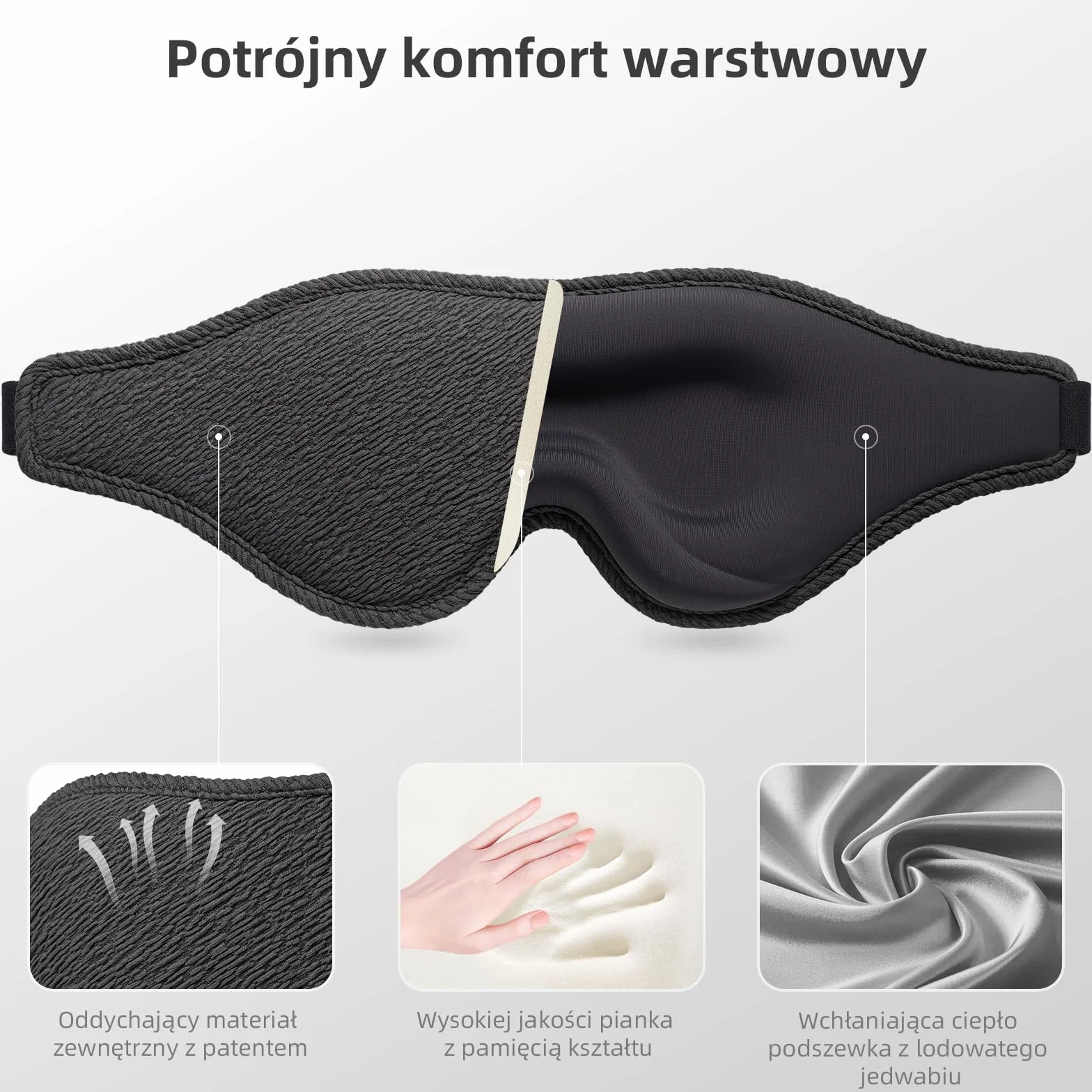 Trilancer 2026 Innowacyjna Maska na Oczy Opaska do Spania 3D – Maska Zaciemniająca 99.99% z Zatyczkami do Uszy – Idealna dla Kobiet i Mężczyzn na Drzemkę, Podróż i Medytację (Czarny)