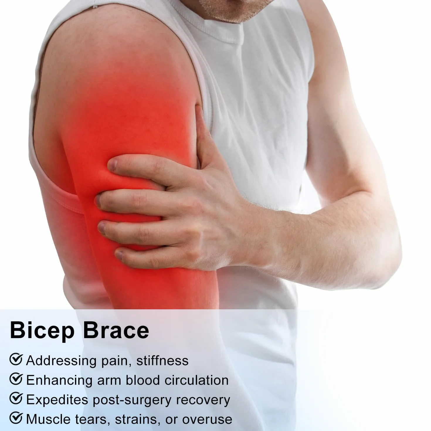 supregear Opaska na Tendinitis Bicepsa, Rękaw Kompresyjny na Wsparcie, Wygodna Opaska na Górną Część Ramienia do Tricepsa i Bicepsa w Celu Łagodzenia Bólu, Naciągnięć Mięśni i Zapalenia (Czarny, S)