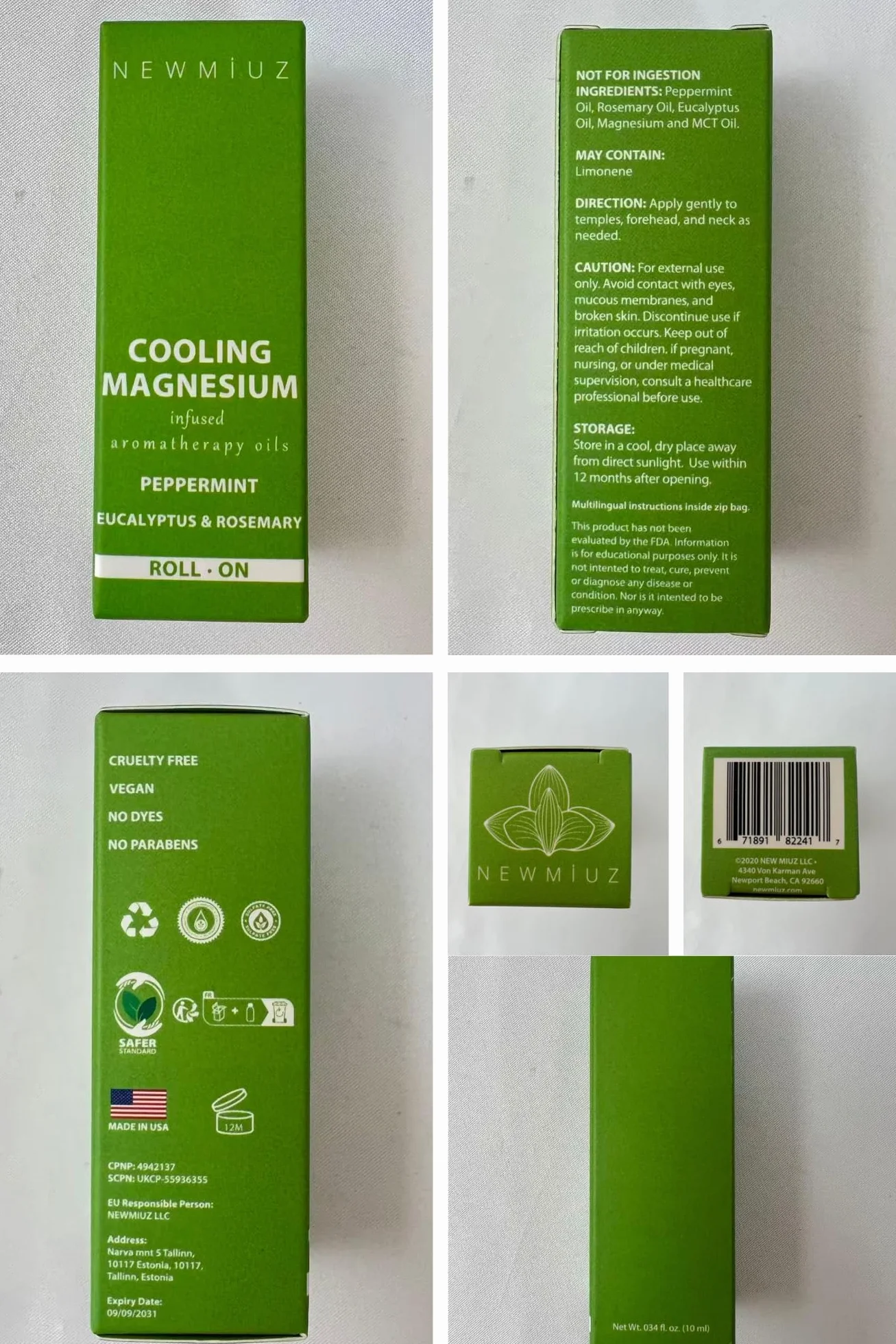Migraine Roll on Stick Tension Headache Relief Magnesium Cooling Peppermint Eucalyptus Essential Oil Sinus Aromatherapy Roller Natural Self Care Gift