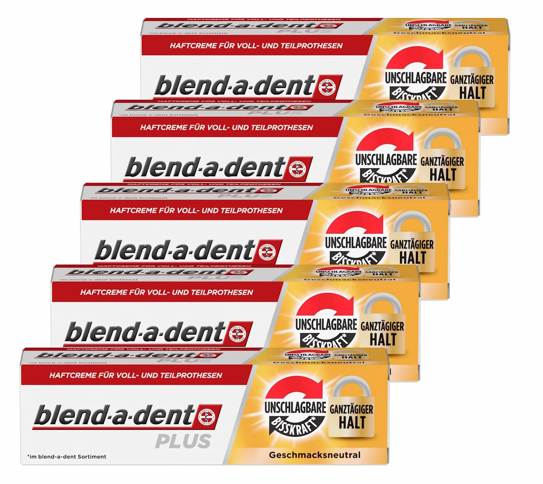 Blend-a-dent PLUS Premium krem samoprzylepny, neutralny smakowo, 5 x 40 g, Duokraft