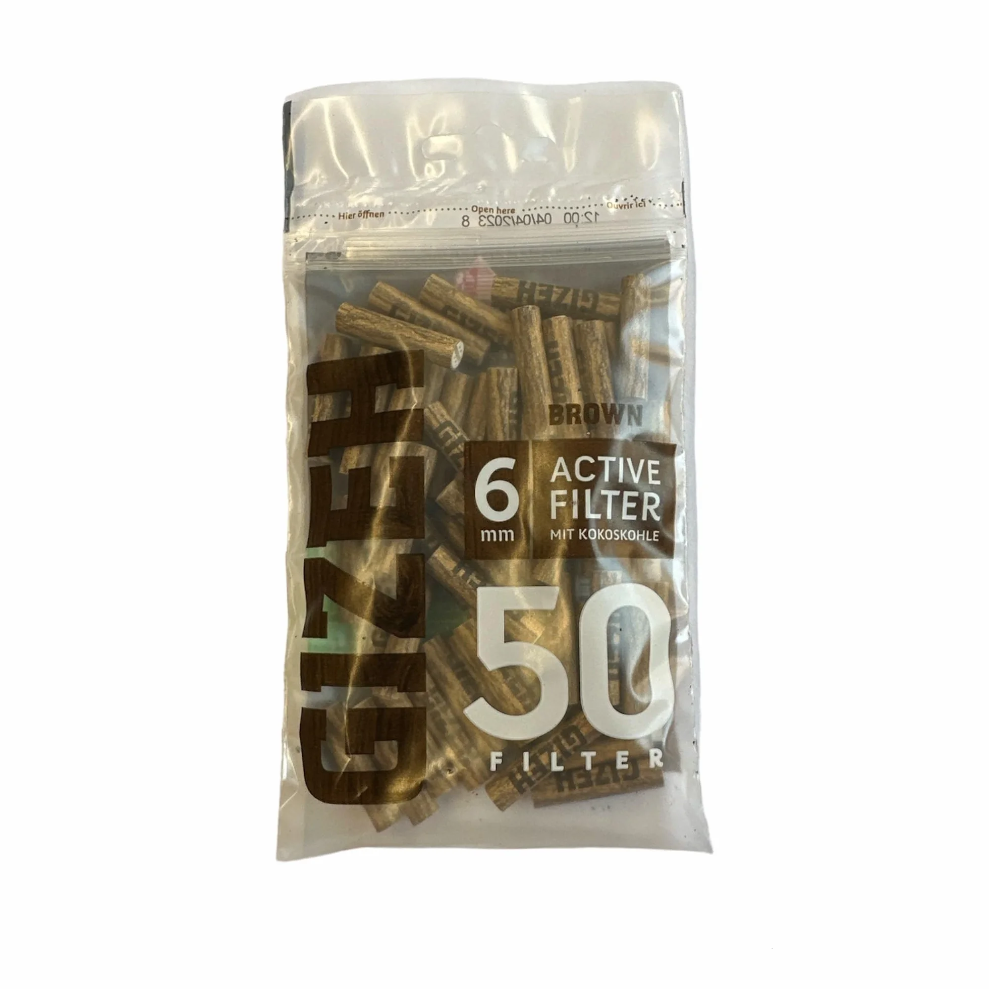 GIZEH Raucherbedarf 20578 Gizeh filtr z węglem aktywnym Slim Size 6 mm brązowy worek PE 50 papierowy