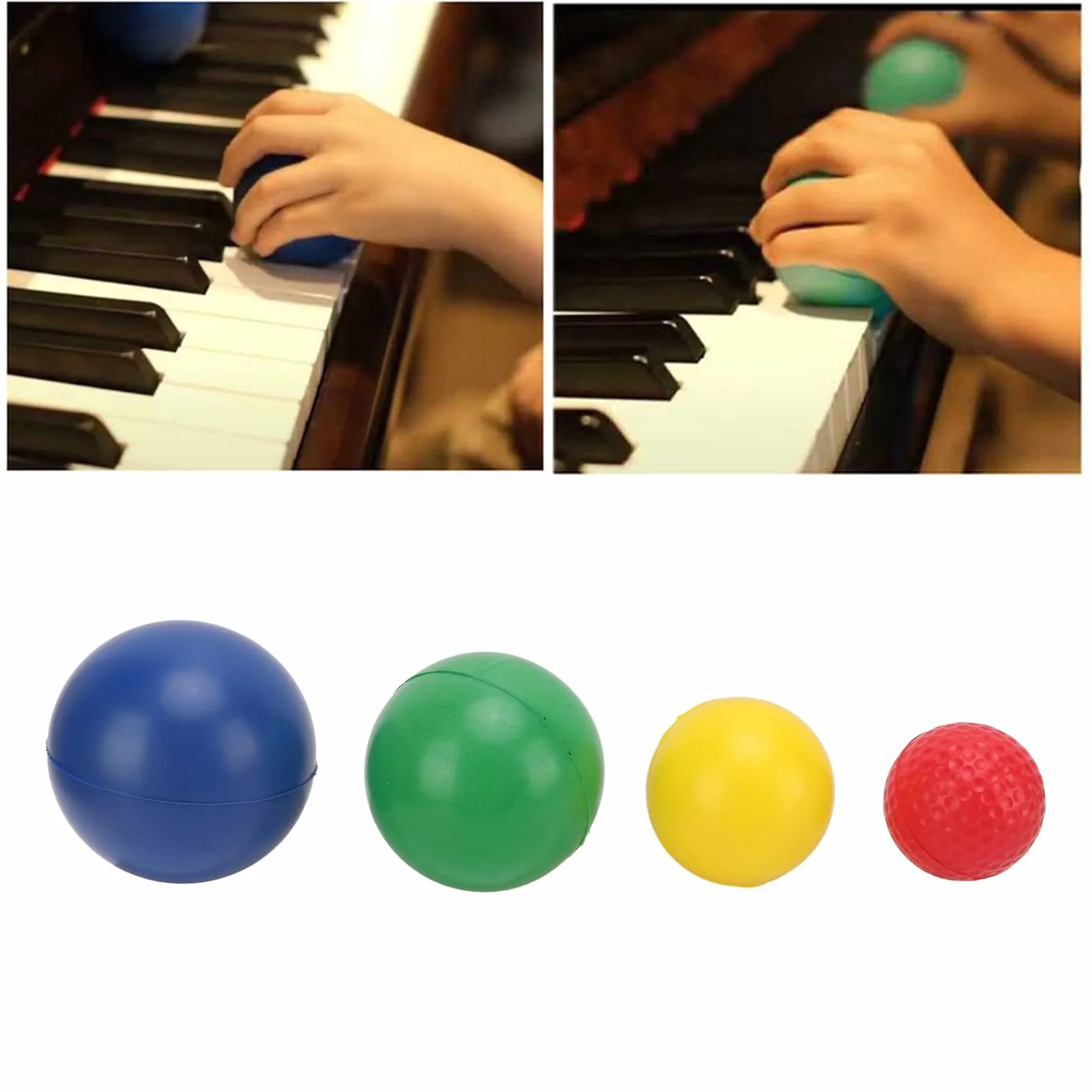 4 szt. Piłki do ćwiczeń Ręcznych z gąbką Piłki do Treningu Fortepianowego z Różnymi Rozmiarami do Prawidłowego Otwierania Dłoni Palcowej