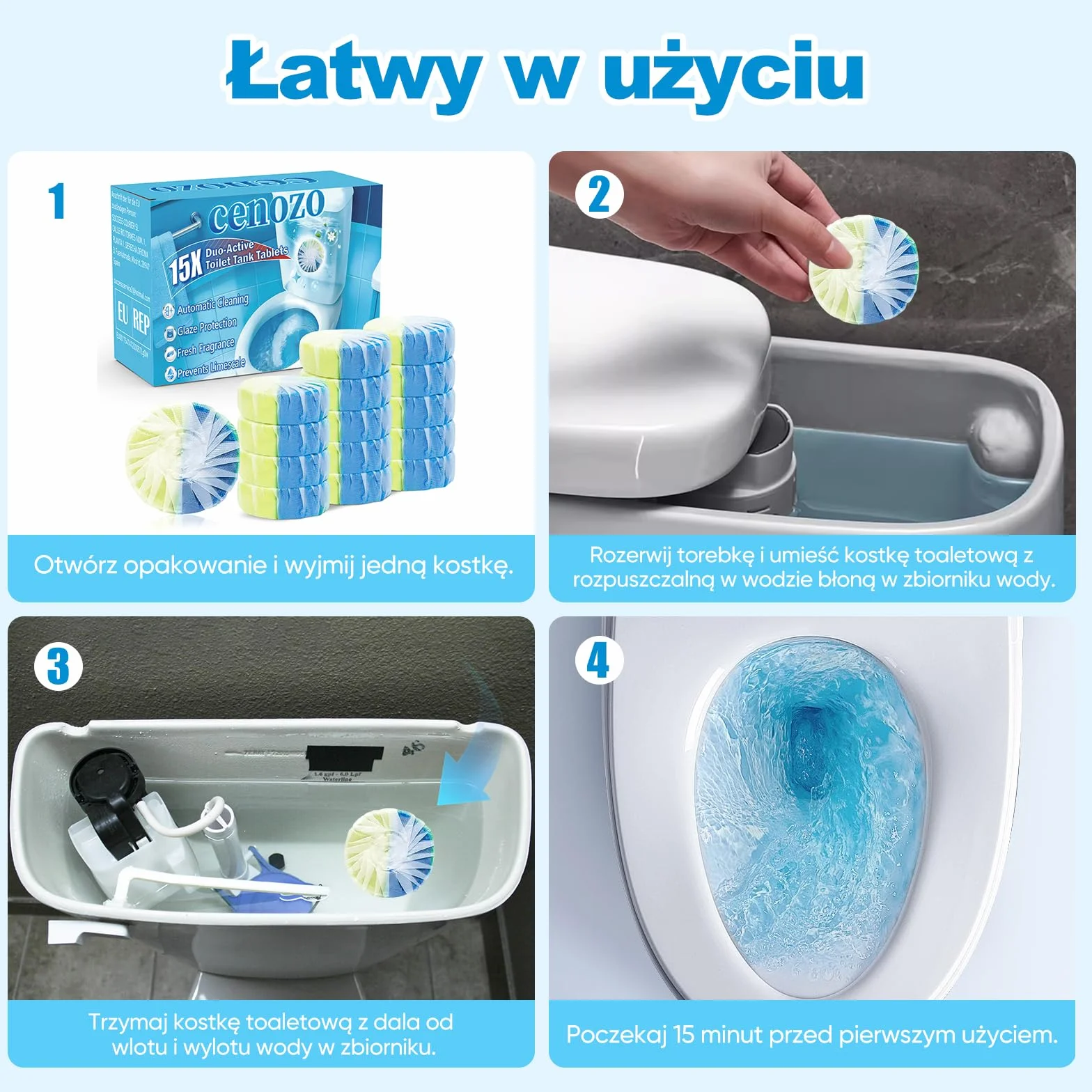 WC odświeżacz Duo-Aktywny czyścik do spłuczki 50 g tabletka zapobiega kamieniowi brudowi chroni glazurę