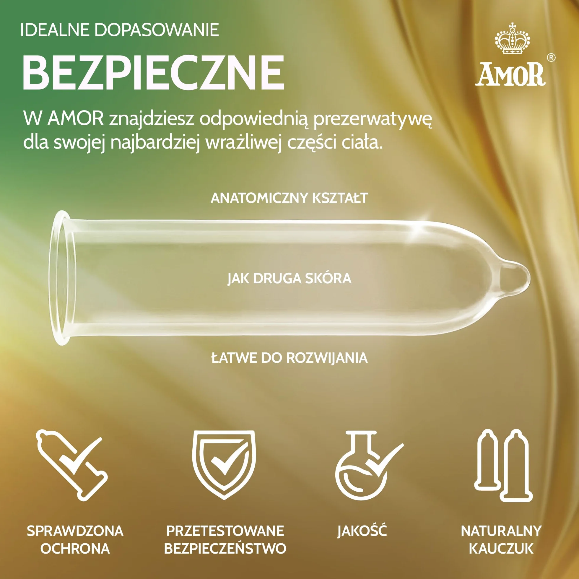 AMOR® Nature 53mm - opakowanie 100 prezerwatyw premium, autentyczne i wyjątkowo wilgotne