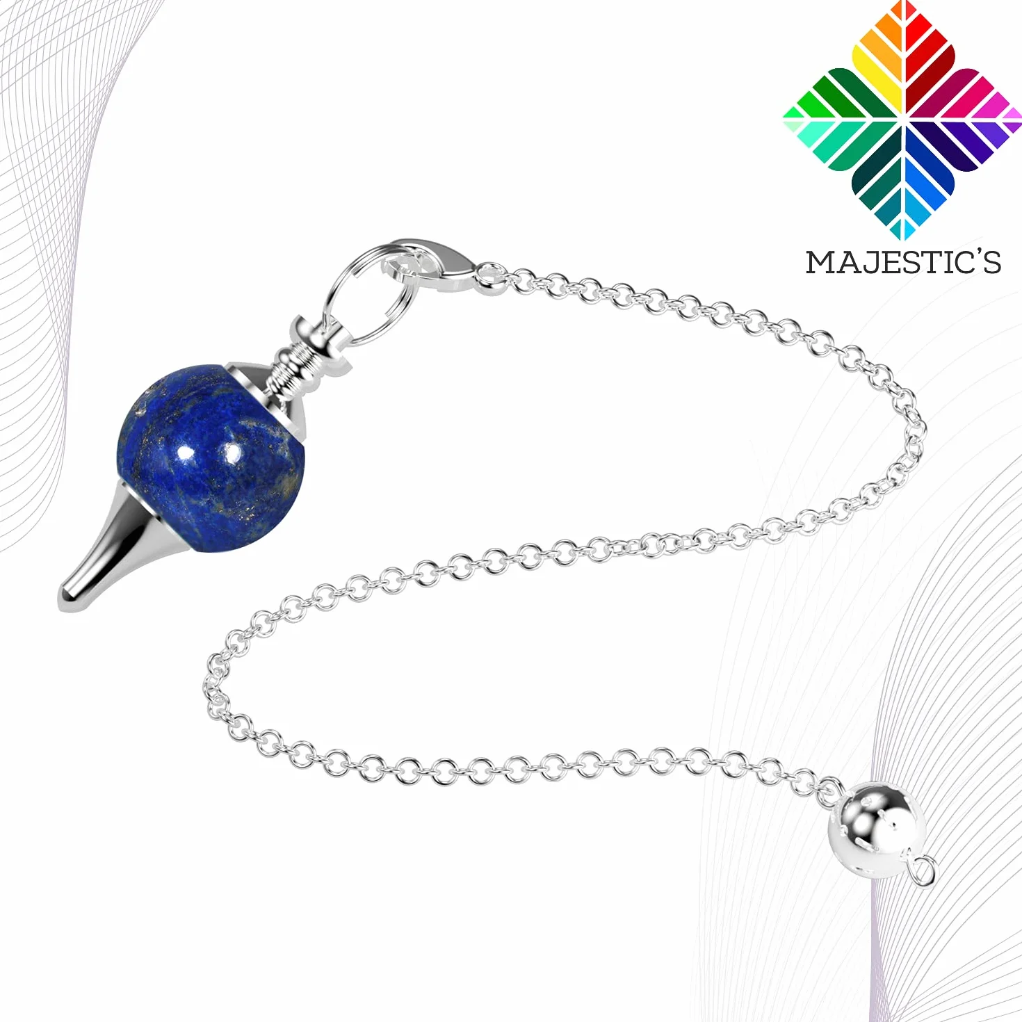 Wróżbiarskie wahadło z Radiestezji LAPIS LAZULI - Wieszak z kamienia Lapis Lazuli - 14 GR [Zadowolenie lub Wyściełane]