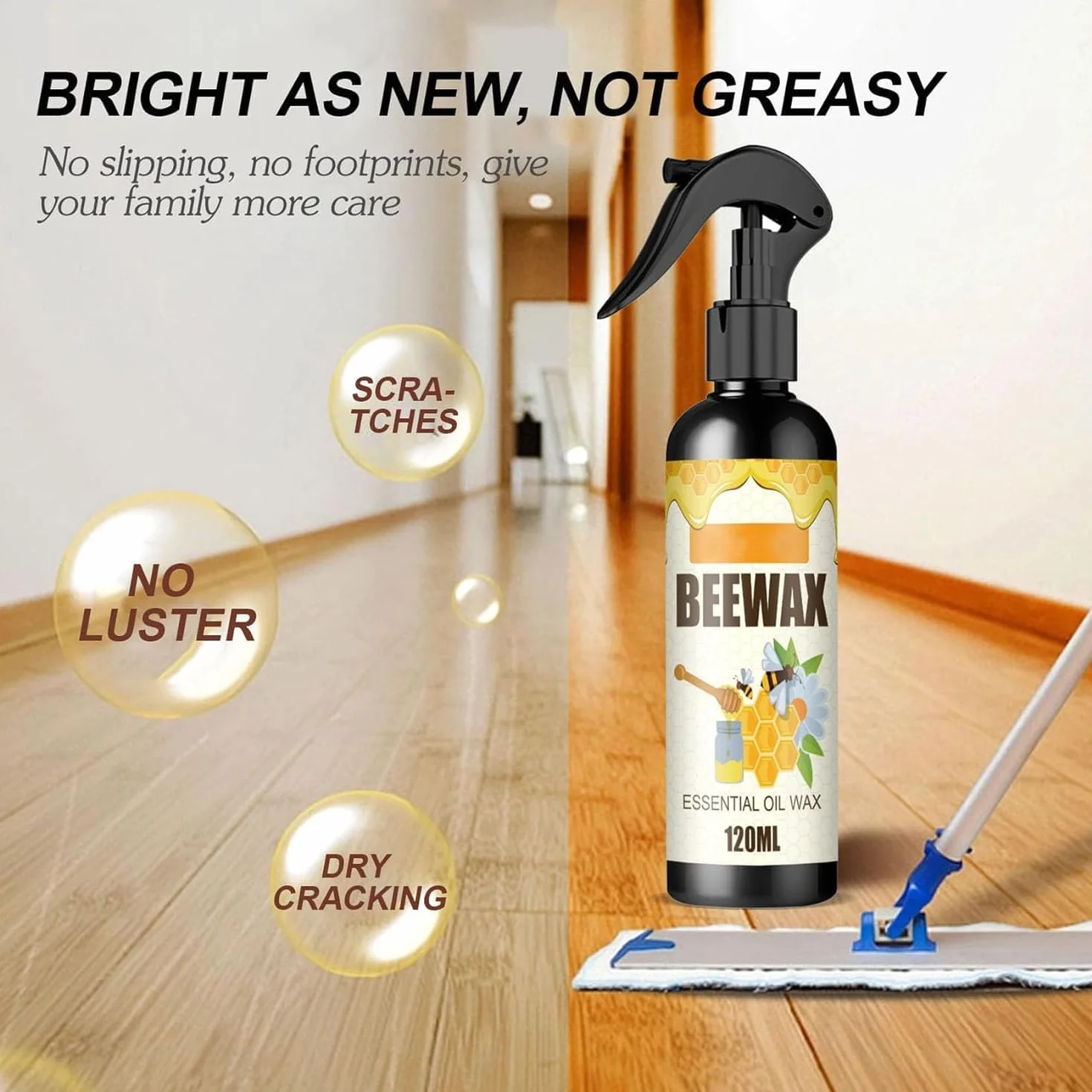 2Pcs Natural Micro-Molecularized Beeswax Spray,Beeswax Spray Furniture Polish And Cleaner,Molecularized Beeswax Wood Cleaner Spray