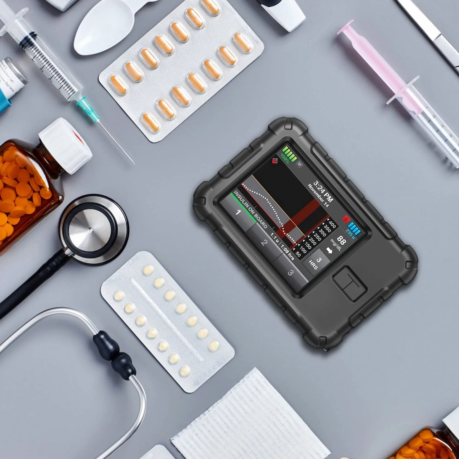 MEDMAX Silikonowe etui do tandemu T: Slim X2 / T: wąskie pompy insulinowe, odporne na wstrząsy antypoślizgowe etui ochronne, miękka skóra żelowa z podwyższoną ramką do tandemu T: Slim/T: Slim X2 pompy insulinowe, czarne