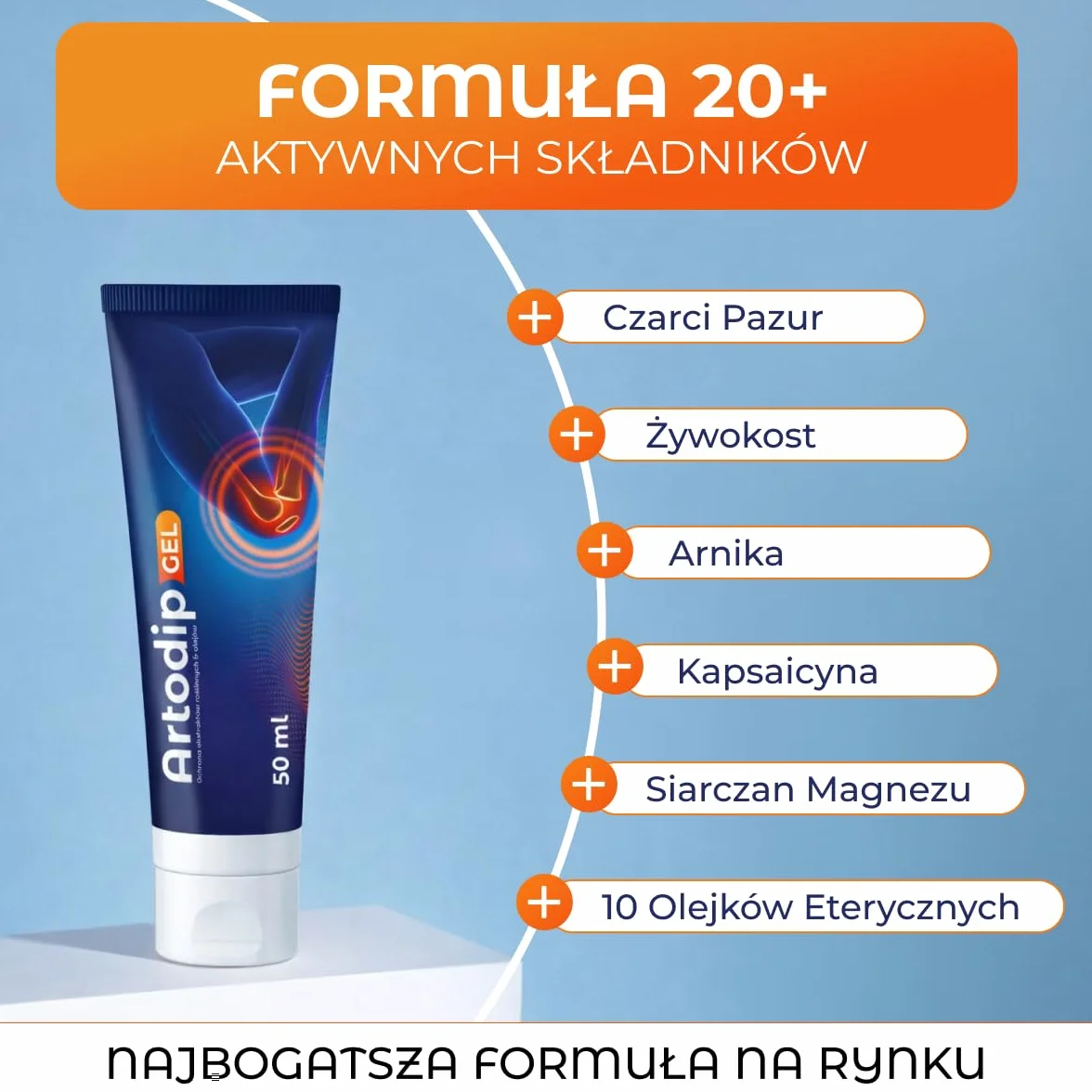Premium – Czarci Pazur, Żywokost i Arnika – Intensywny Żel Rozgrzewający z Kapsaicyną do Pielęgnacji Stawów i Mięśni – 50ml
