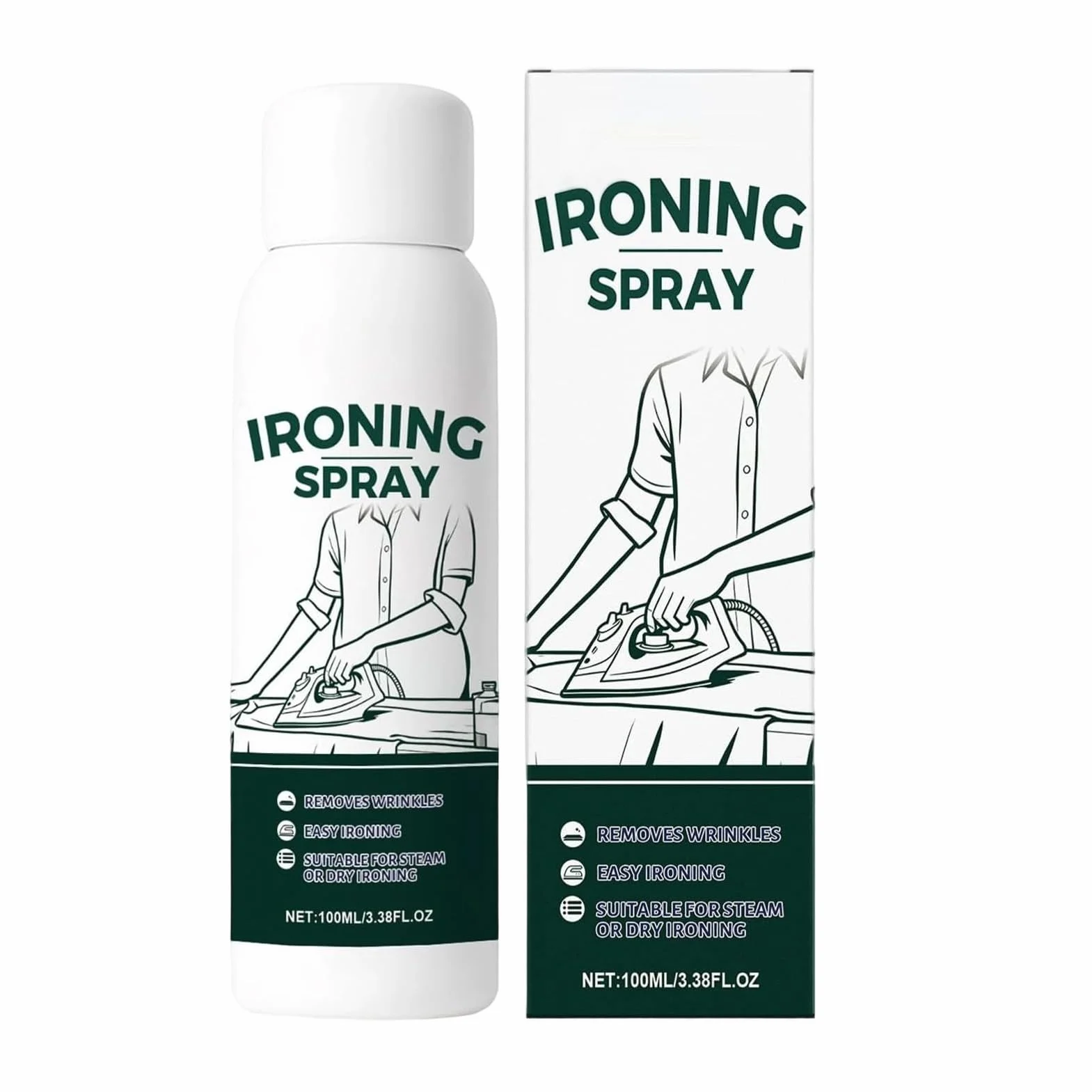 Fabric Iron Starch Spray 100 ml Travel Size Heavy Hold Remover for Cotton Wool Linen Polyester Silk