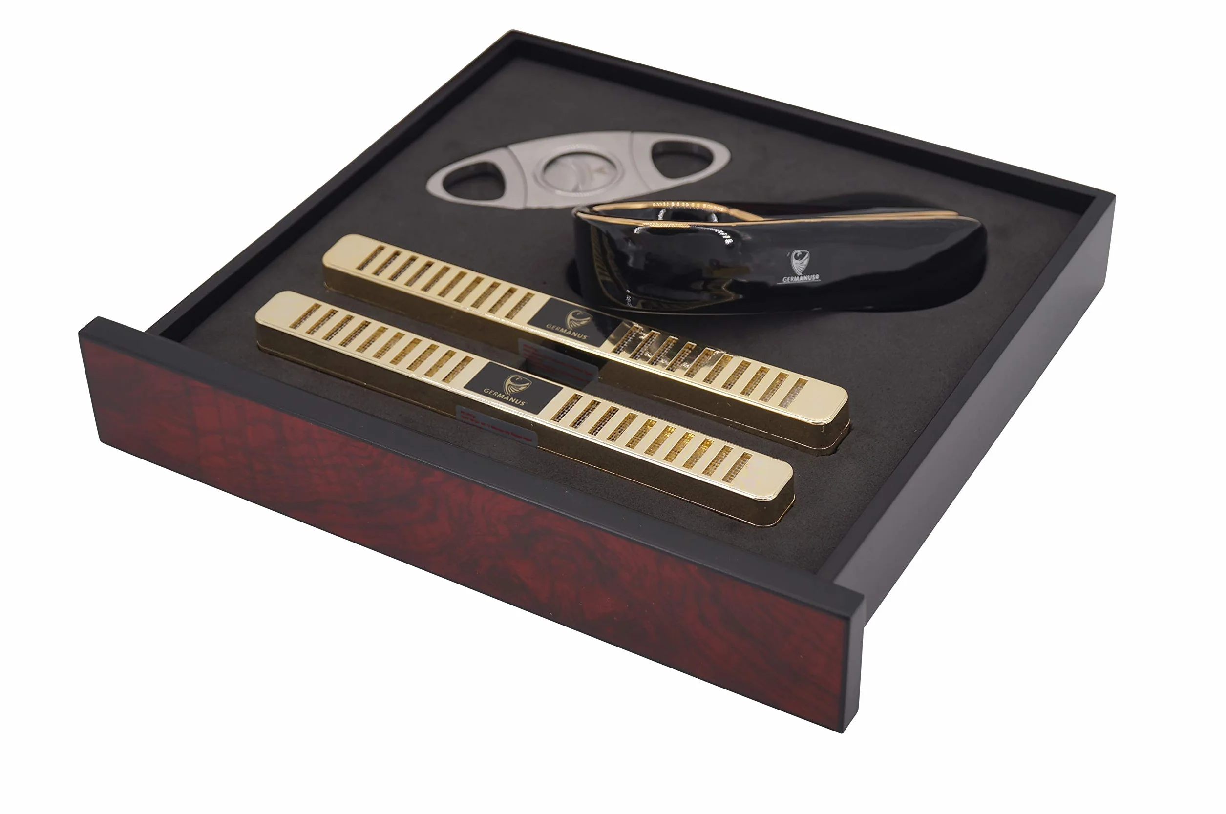 GERMANUS Humidor con Higrómetro, Cenicero de Puros y Cúter