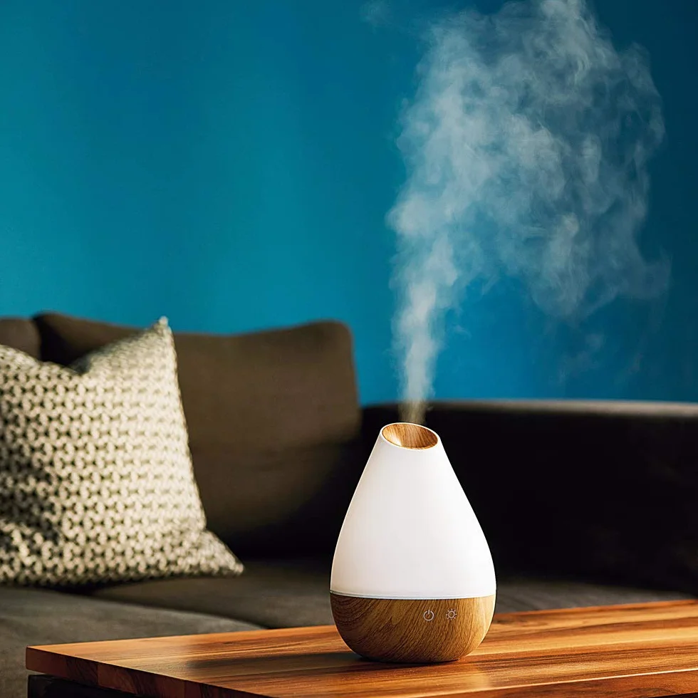 Promed AL-1300 WS dyfuzor zapachowy 1300 ml, ultradźwiękowy nawilżacz powietrza 1,3 l, nawilżacz powietrza, elektryczna lampa zapachowa, wzornictwo z drewna z 7 kolorami LED, dyfuzor do aromaterapii