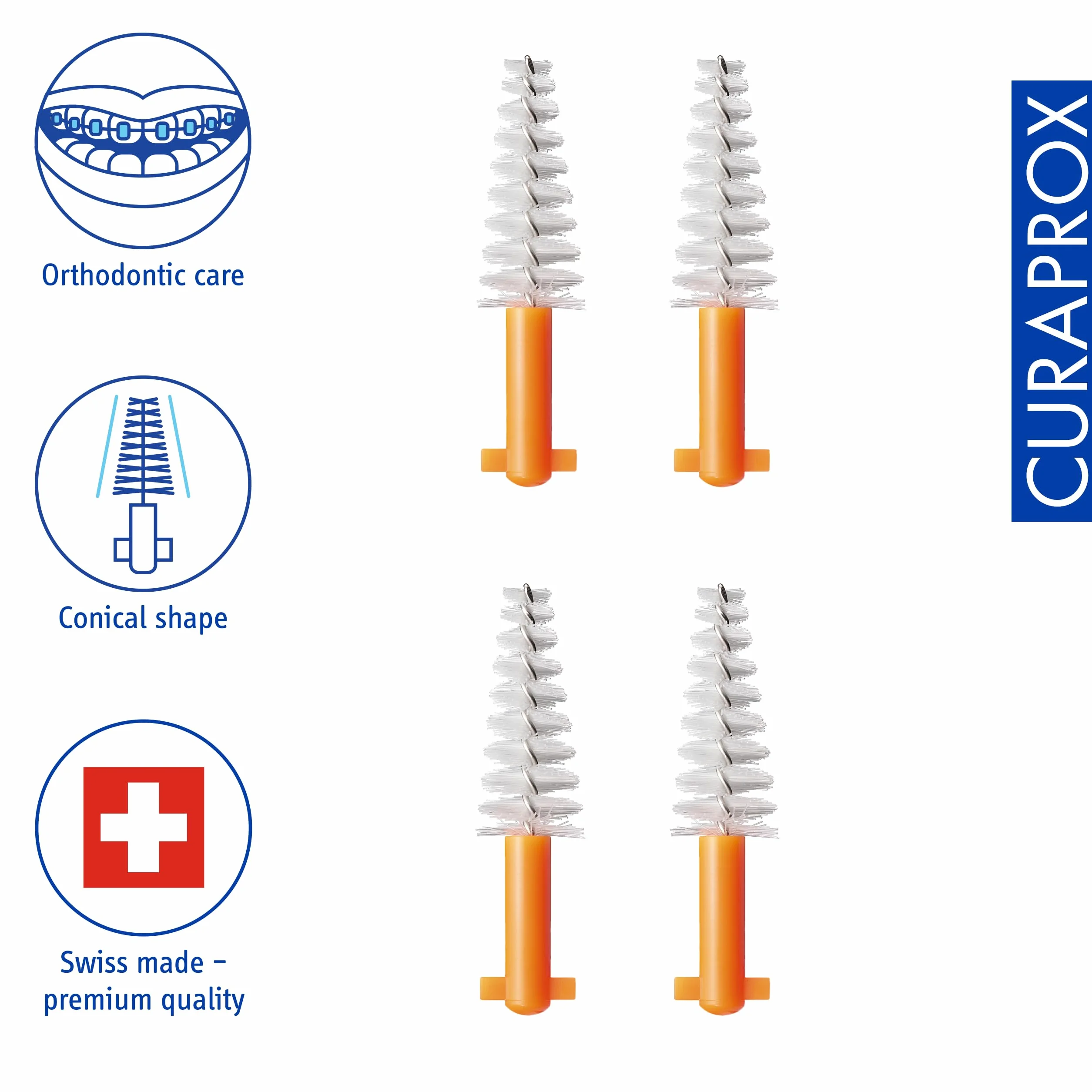 Curaprox Interdental Brush Refill Ortho Size 14 4-Pack Ultra-cienkie włókna pomarańczowy