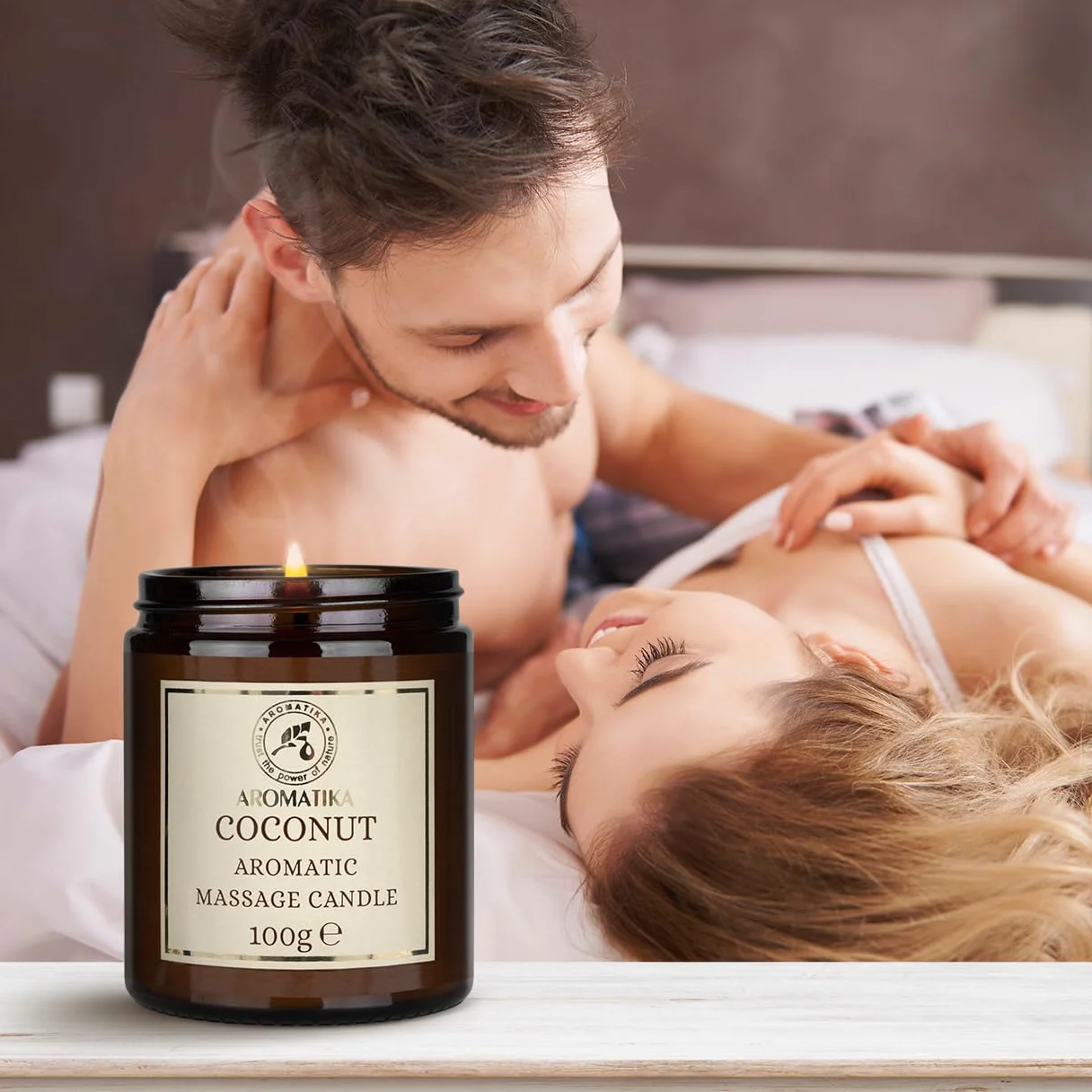 Świeca do masażu Coco 100 g - świeca sojowa - mieszanka olejków kokosowych i migdałowych i monoi z Tahiti - relaksujący masaż, uspokajający, aromatyczny