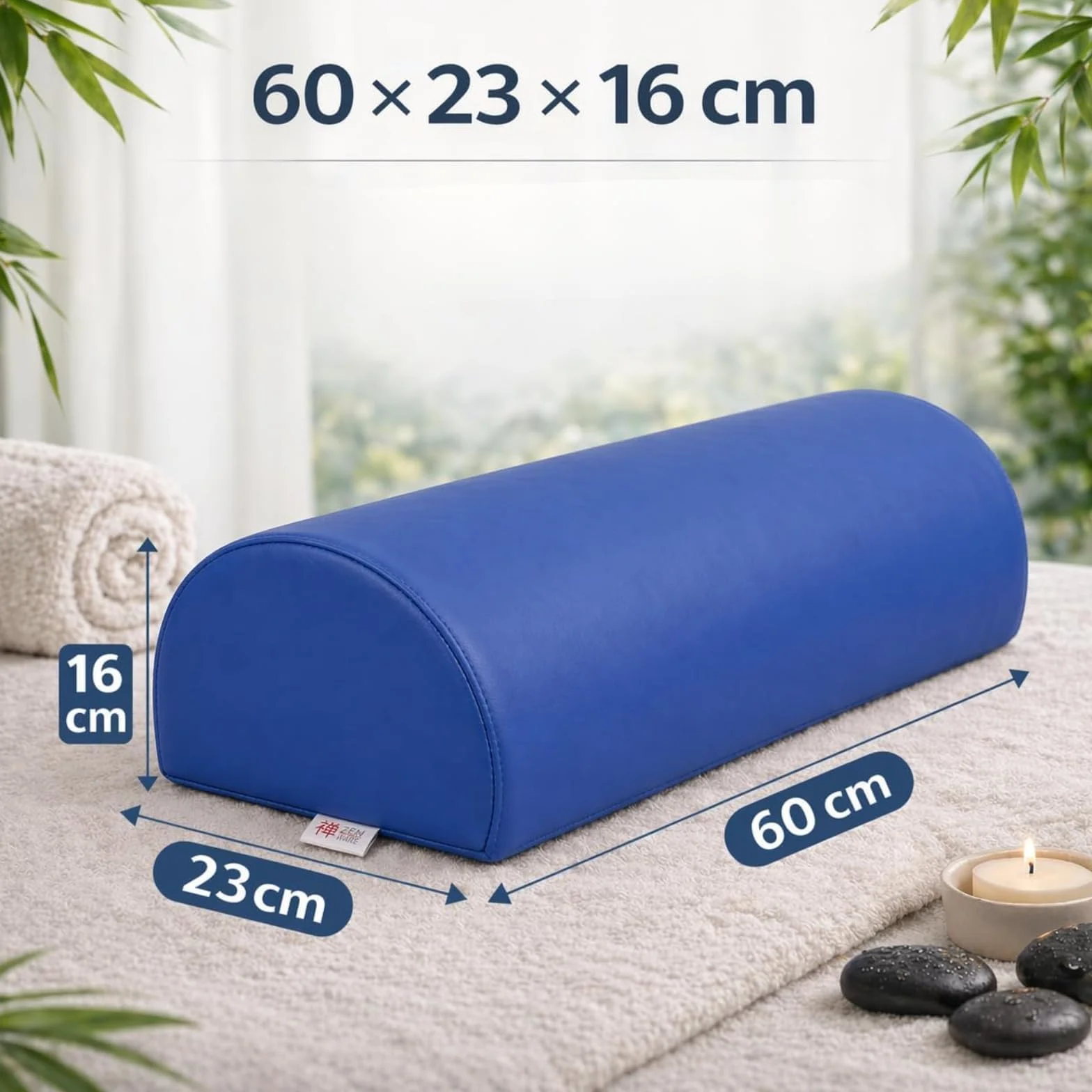 Rolka do masażu Zen 3/4 sztuczna skóra PU do ławek masażu i leżaków terapeutycznych królewski niebieski