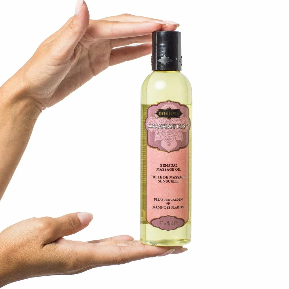 KAMA SUTRA Aromatyczny olejek do masażu Pleasure Garden – 236 ml – bogata mieszanka olejków eterycznych – łączy różę, jaśmin i drzewo sandałowe, olejek do masażu ciała, romantyczny, relaksujący,