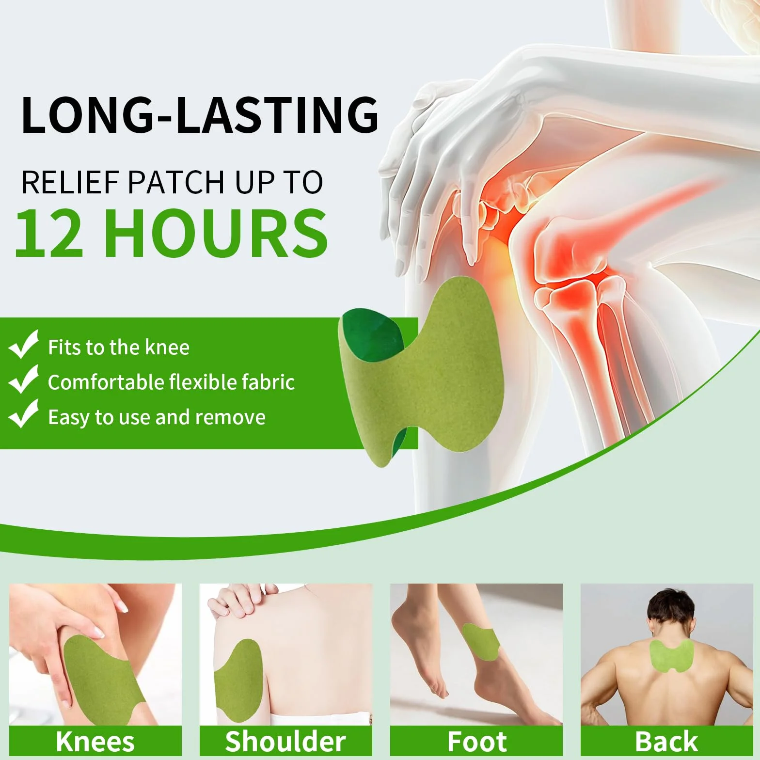 Pain Relief Patch, 72 sztuki łatek łagodzących ból kolana, samoprzylepne plastry rozgrzewające, plastry łagodzące ból, naturalne ziołowe łatki łagodzące ból kolan, pleców, karku