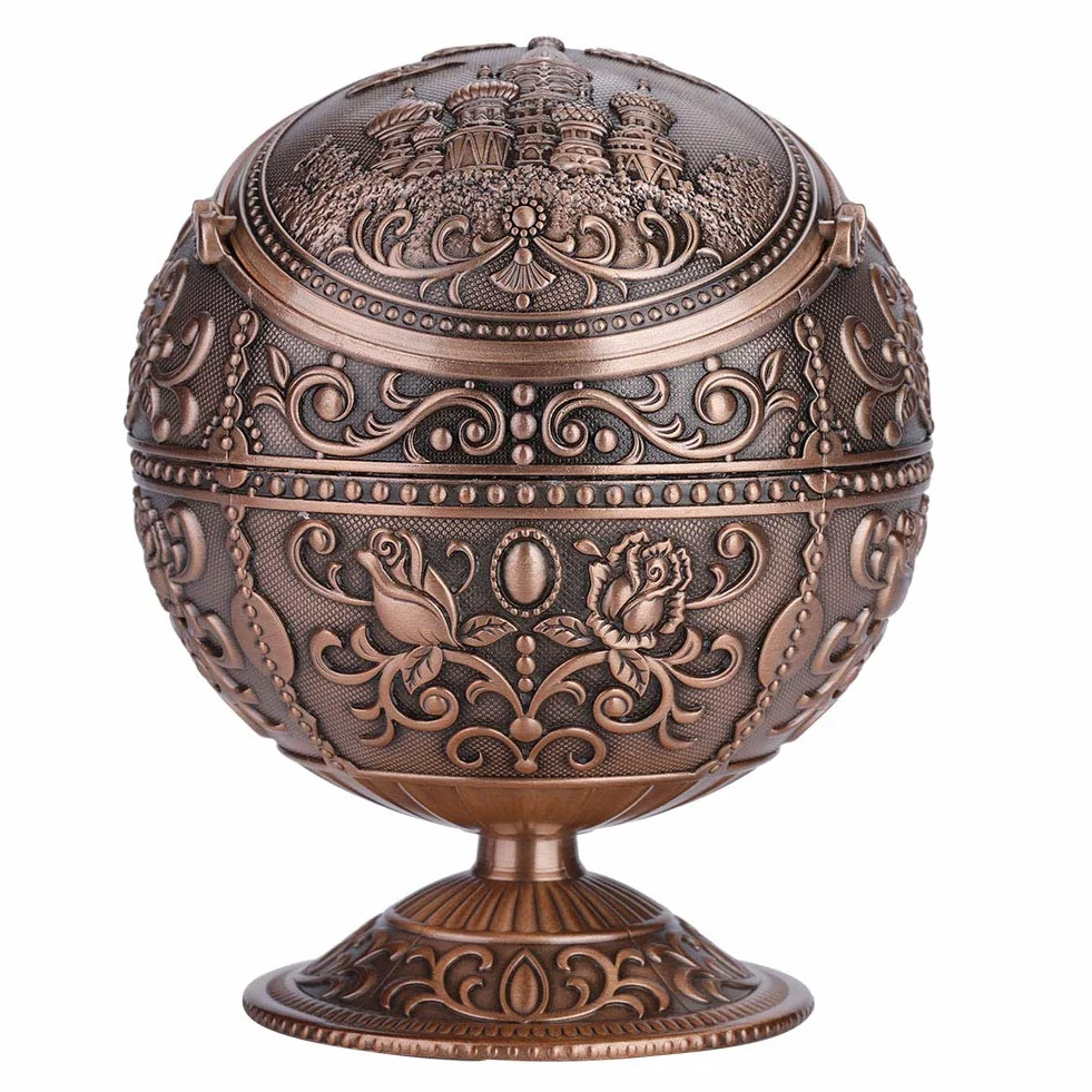 Wiatroodporna popielniczka, kreatywna popielniczka w stylu vintage z pokrywką na papierosy Przenośna zewnętrzna popielniczka metalowa Popielniczka wewnętrzna Elegancki prezent dla mężczyzn Kobiety (1 #)