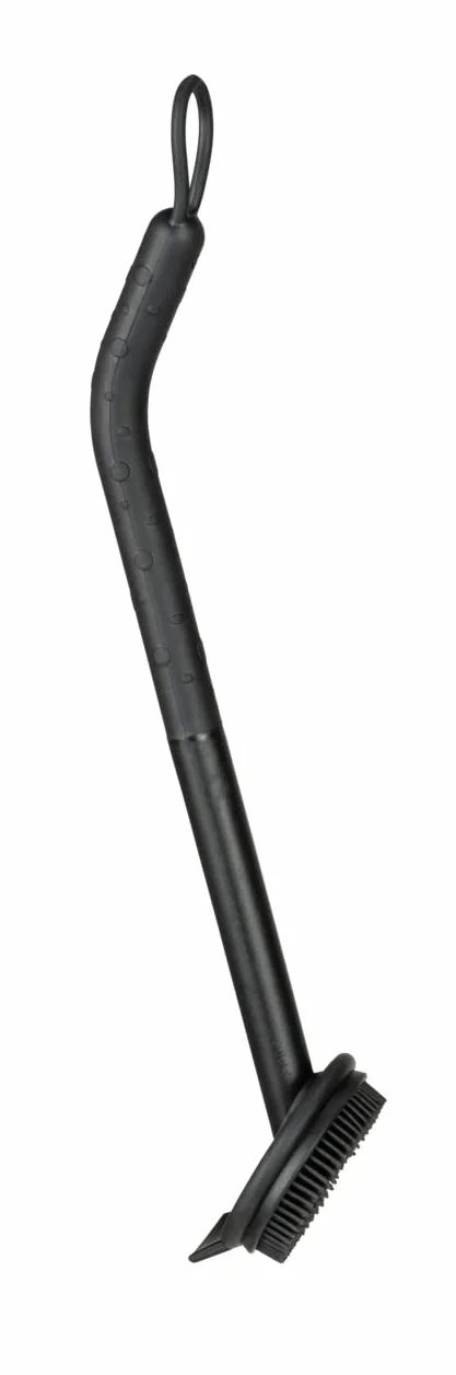 WENKO Szczotka do mycia naczyń Cuvo, szczotka do czyszczenia z ergonomicznym uchwytem, krótkie włosie do czyszczenia dużych powierzchni i skrobak do usuwania uporczywych, 6 x 31 x 6 cm