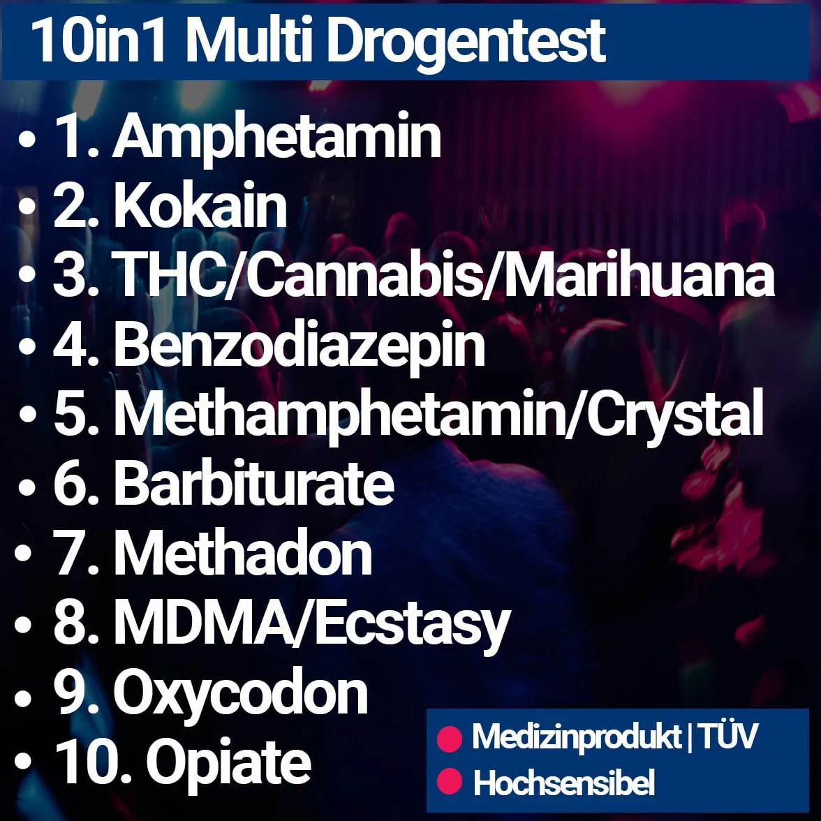 5 x 10 w 1 test na moczu – 10 rodzajów narkotyków – szybki test na THC, amfetaminę, kokainę, opiate, methadon, MDMA, benodiazepinę, oksykodon i butalbital