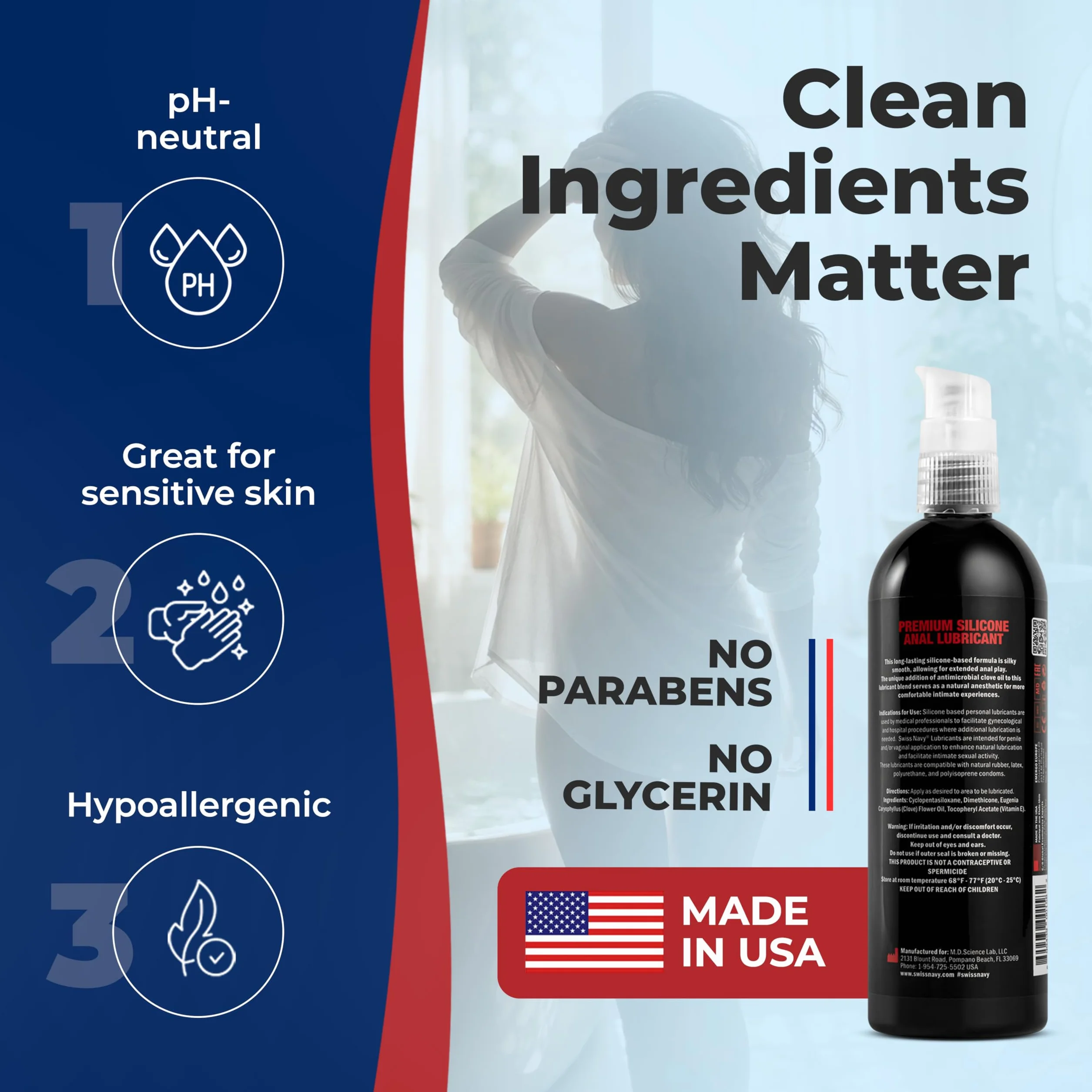 SWISS NAVY MD Science Lab Premium silikonowy środek smarujący do, 300 ml