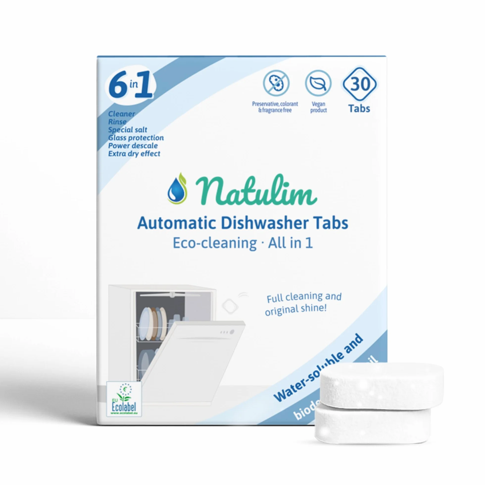Natulim Biodegradowalne tabletki do zmywarek 6 w 1 (30 tabletek) głębokie czyszczenie