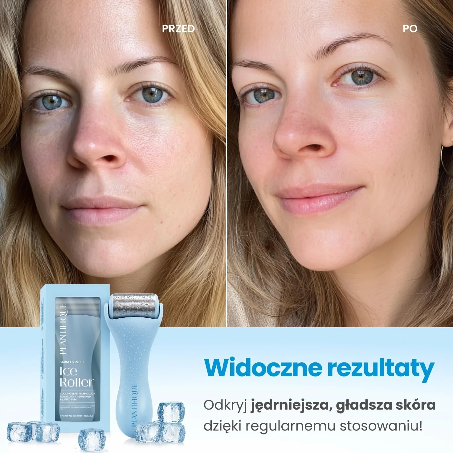 PLANTIFIQUE Gua Sha Jade Stone Tool for Face narzędzie do masażu przeciw starzeniu się narzędzie GuaSha do twarzy produkty do pielęgnacji skóry twarzy masażer do twarzy (Ice Roller)