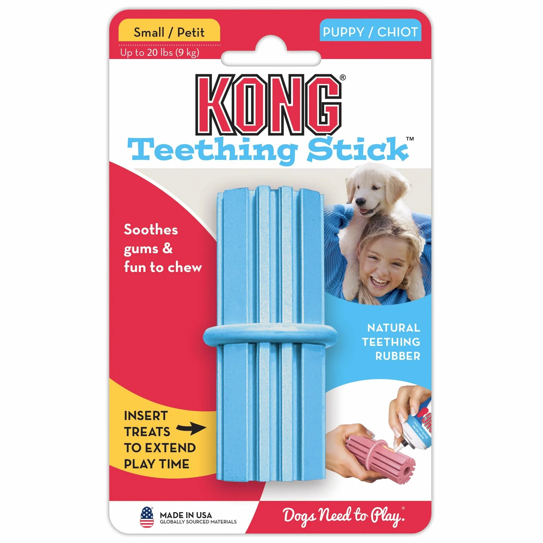 KONG Puppy Teething Stick – zabawka dla psów do żucia i czyszczenia zębów (różne kolory) – dla małych szczeniaków