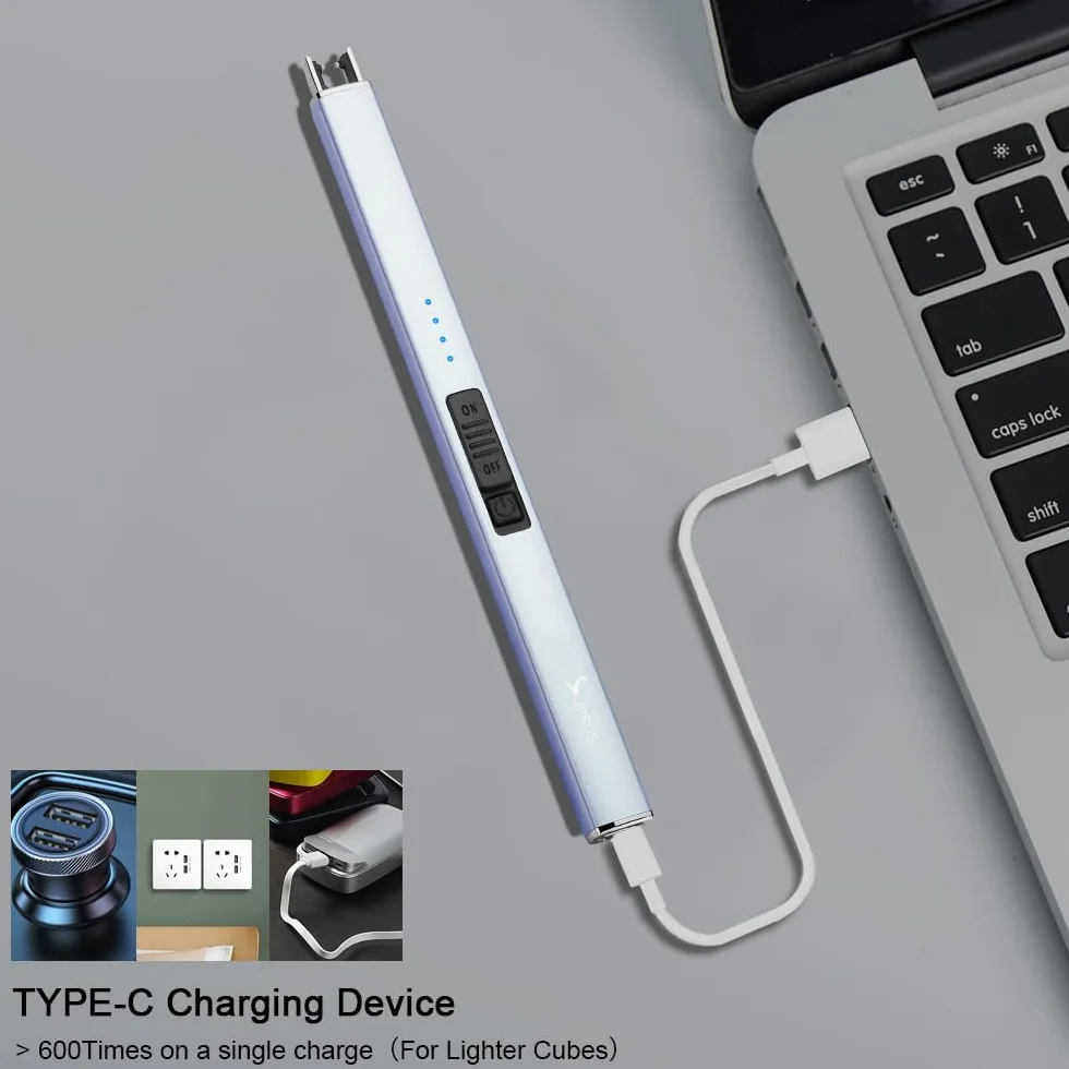 Suprus Zapalniczka elektryczna łukowa wiatroszczelna bezpłomieniowa USB ładowana z blokadą bezpieczeństwa niebieska