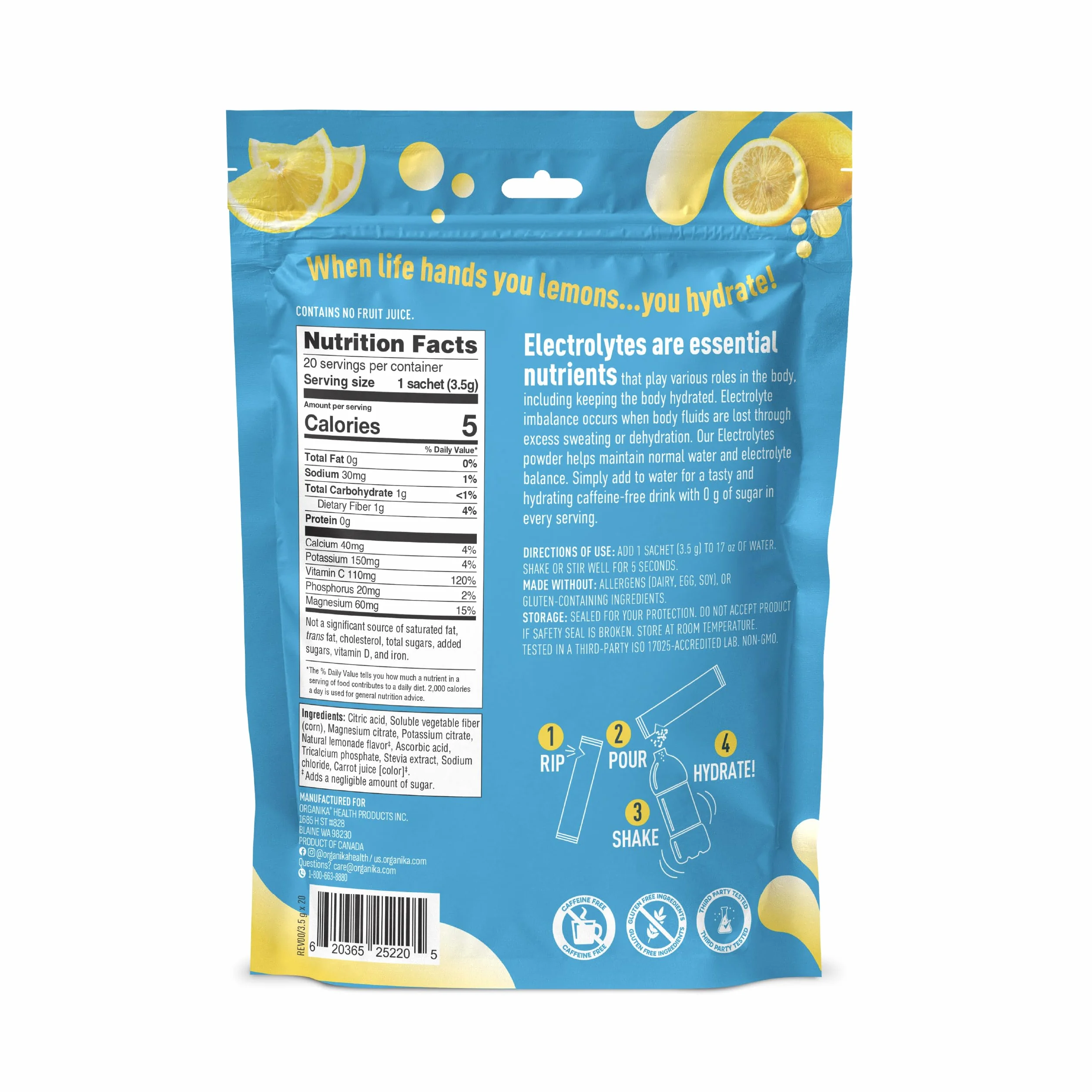 Organika Electrolytes Classic Lemonade 3.5g x 20