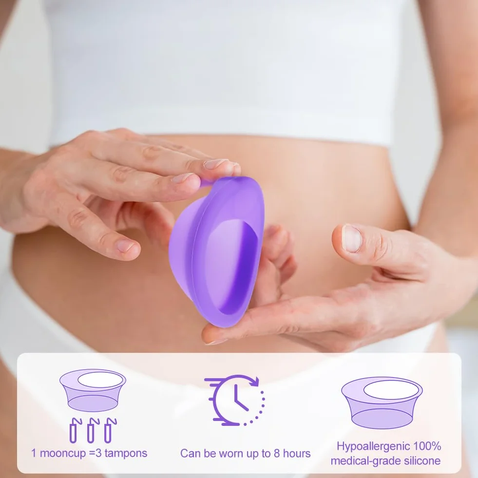ACWOO Dyski menstruacyjne 2 szt. silikonowe medyczne S L z torbą
