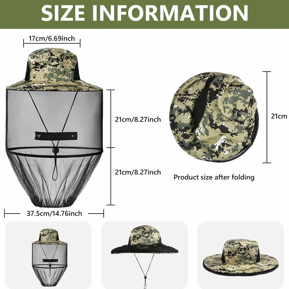Head Net Face Mesh Head Cover, kapelusz z moskitierą, siatka chroniąca głowę, siatka chroniąca głowę dla optymalnej widoczności, nadaje się do prania, moskitiera dla miłośników aktywności na