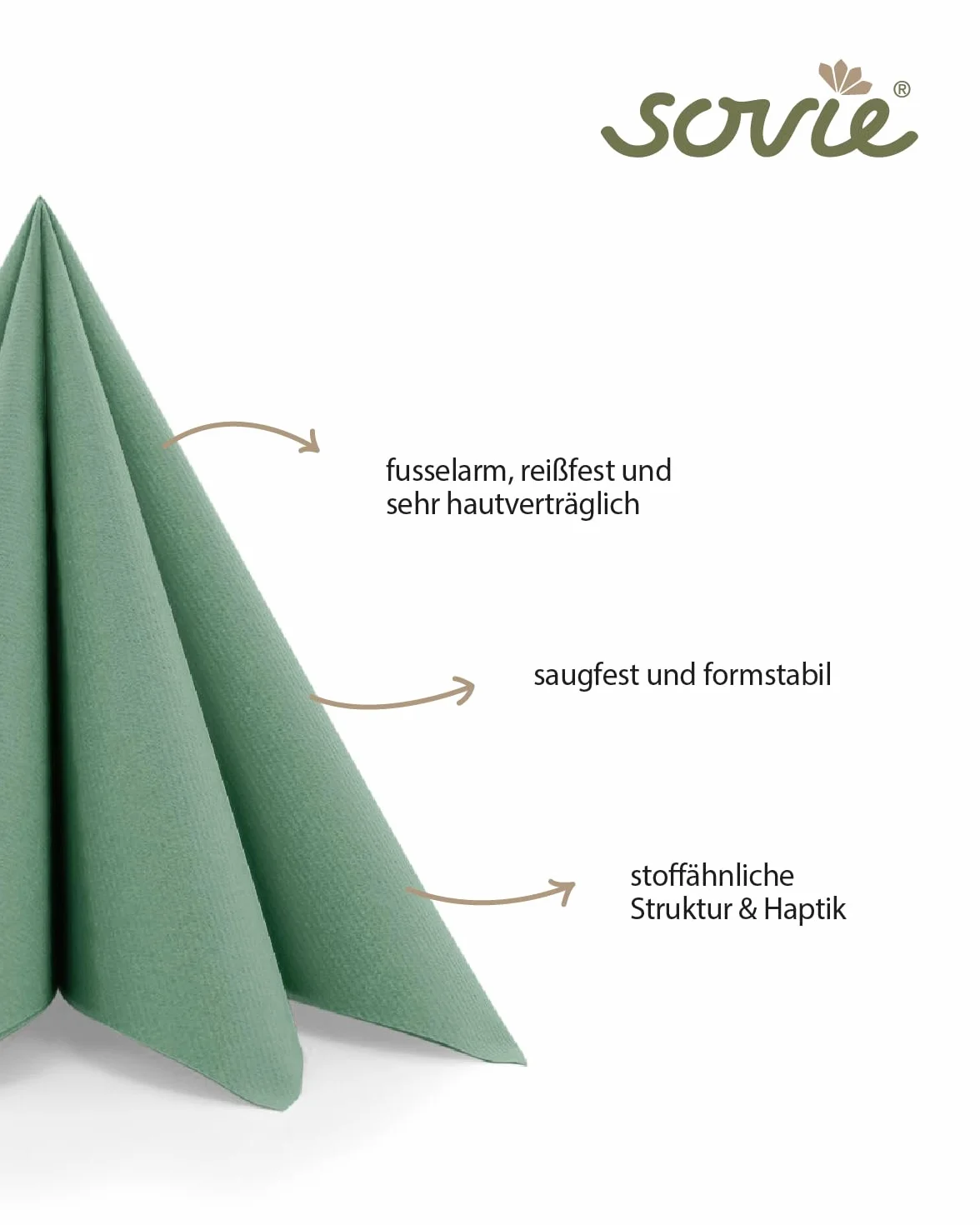 Sovie HORECA Serwetki EUKALYPTUS z Linclass Airlaid, 40 x 40 cm, składane 1/4, 50 sztuk, wysokiej jakości serwetki jednorazowe do gastronomii, hotelu, cateringu i elegancka dekoracja stołu